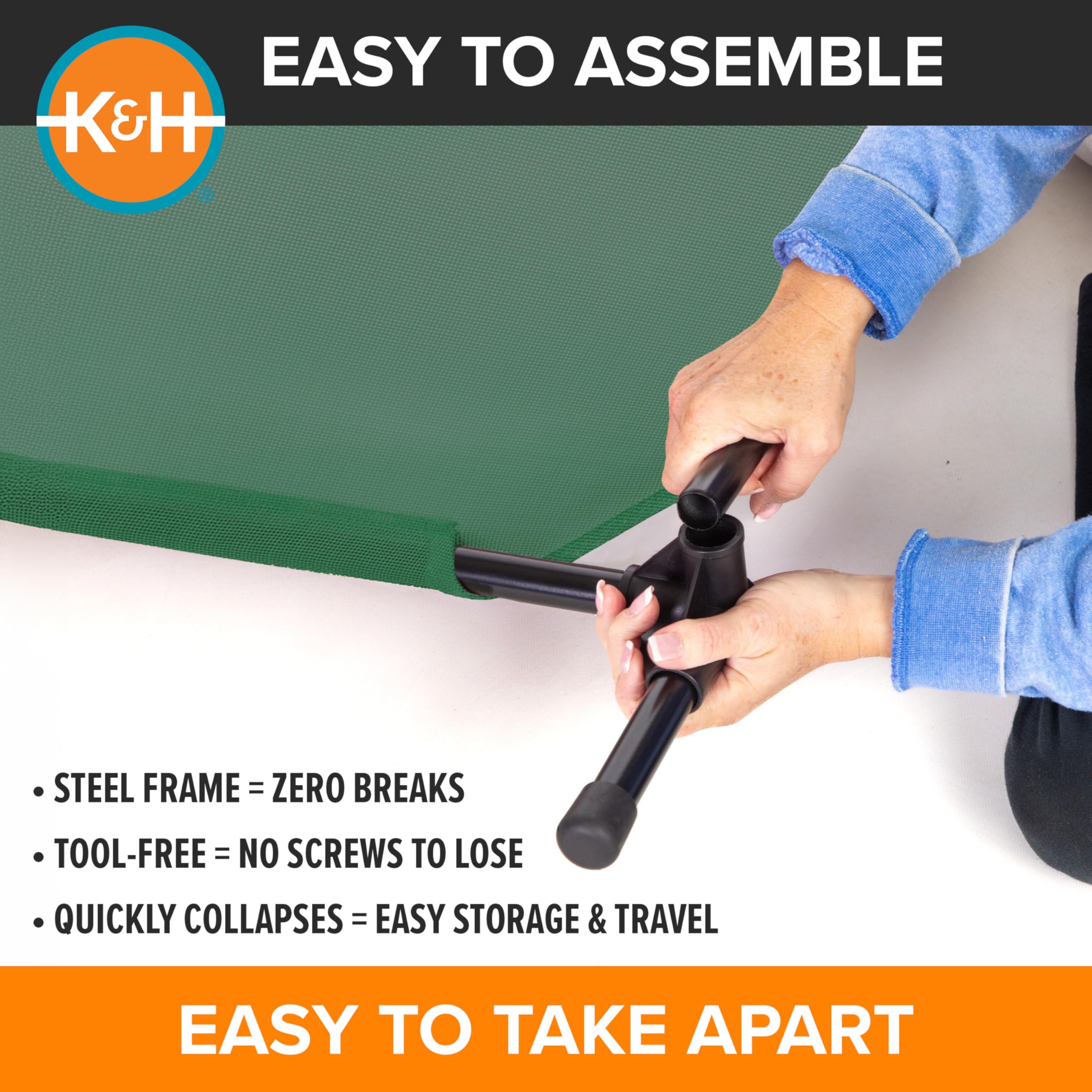 K&H Pet Products Cama Elevada para Perros al Aire Libre - Enfriamiento con Malla Transpirable Lavable para Perros Medianos, Portátil de Plataforma para Mascotas