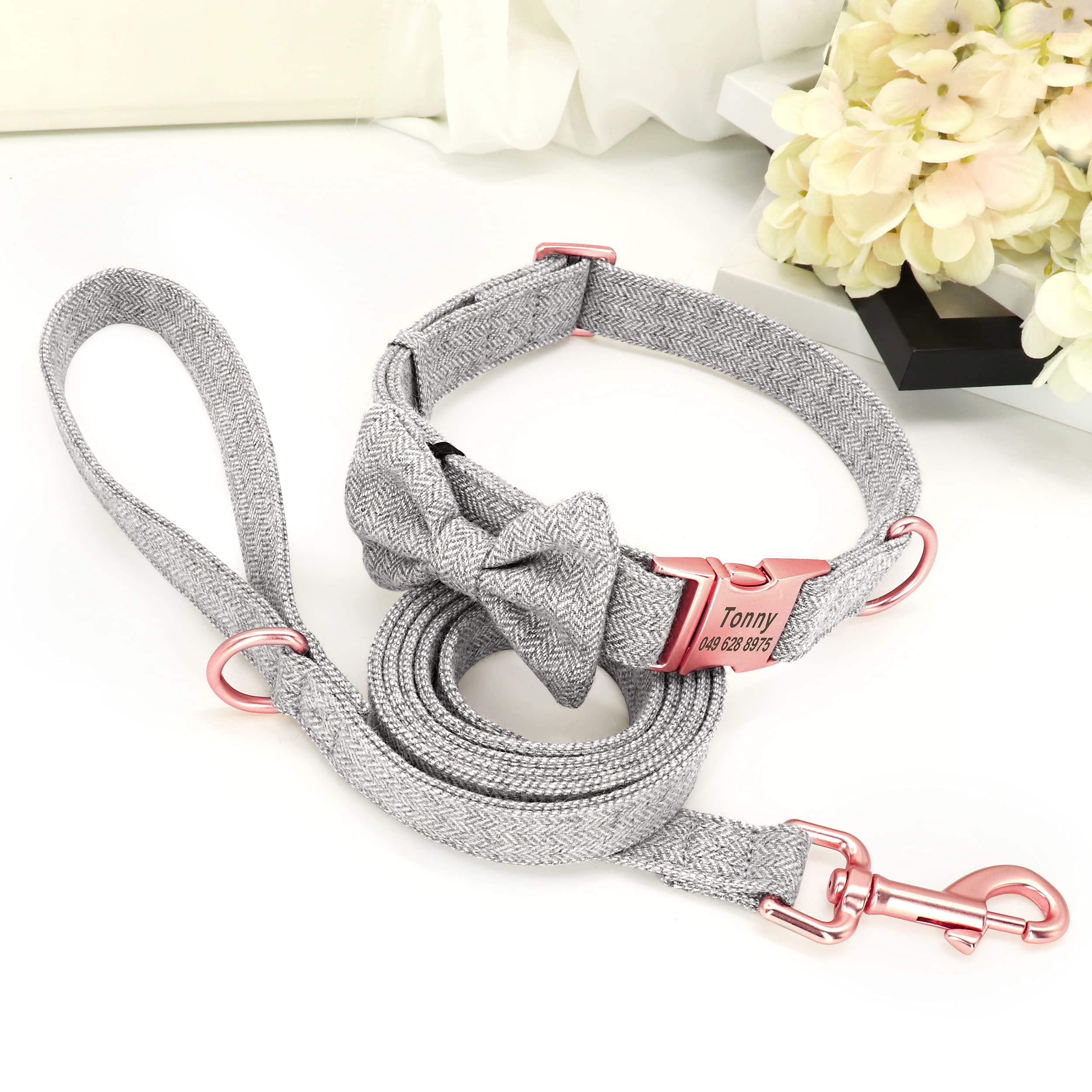 Hundehalsband Mit Fliege – Eisbär-Motiv, Gold Metall, Größe M (30,5–50,8 Cm), Für Kleine Bis Große Hunde