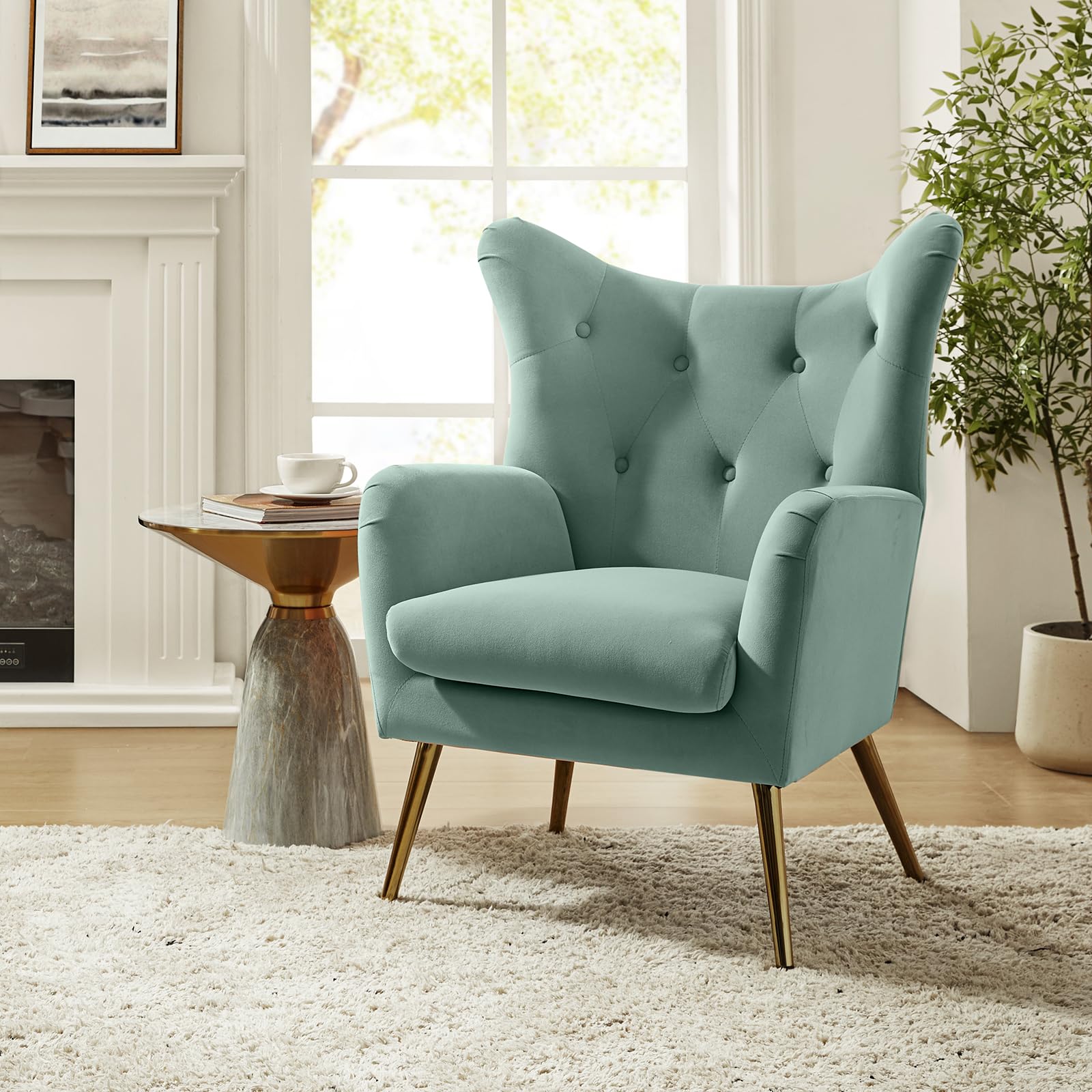 Amazon.com: HULALA HOME Velvet Accent Chair, Modern Wingback Arm