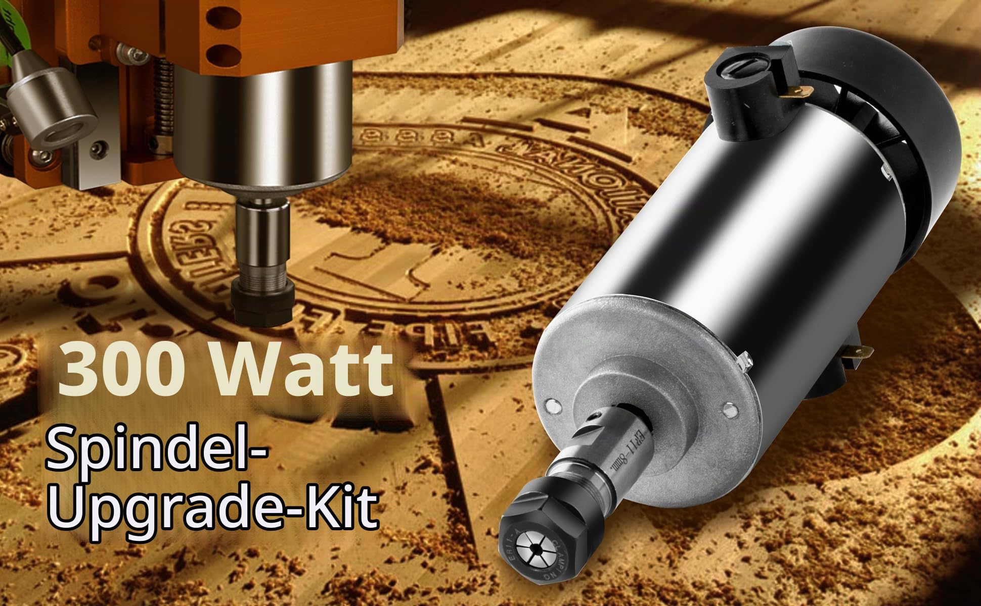 FoxAlien CNC Upgrade Kit 300W DC Spindelfräsmaschine für Masuter 4040, Masuter Pro, Masuter 3, 3018-SE V2 CNC Router Graviermaschine mit integrierter Steuerbox, Geschwindigkeit einstellbar