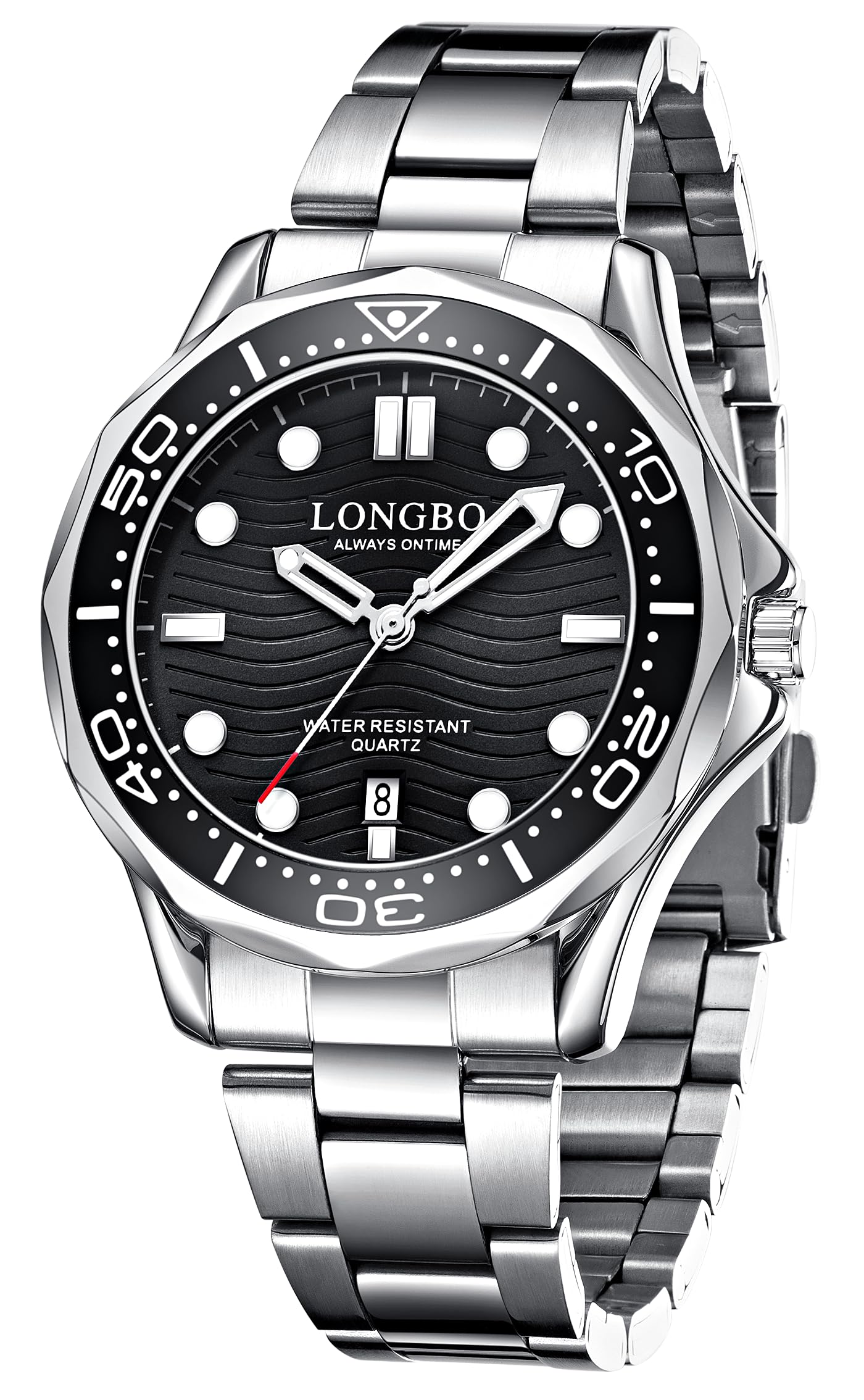 LONGBO Mens Watches Fashion Casual Luxury Dress Waterproof Quartz Wristwatches For Men Stainless Steel Band, Birthday Anniversary Gift For Men (Black Case And Silver Band, Black, Analogue) (B0BZYKJCPY) Amazon Price History, Amazon Price Tracker