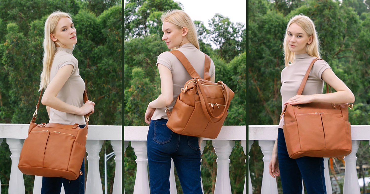 MOMINSIDE Diaper Bag Tote, Leather Diaper Bag Backpack, Extra