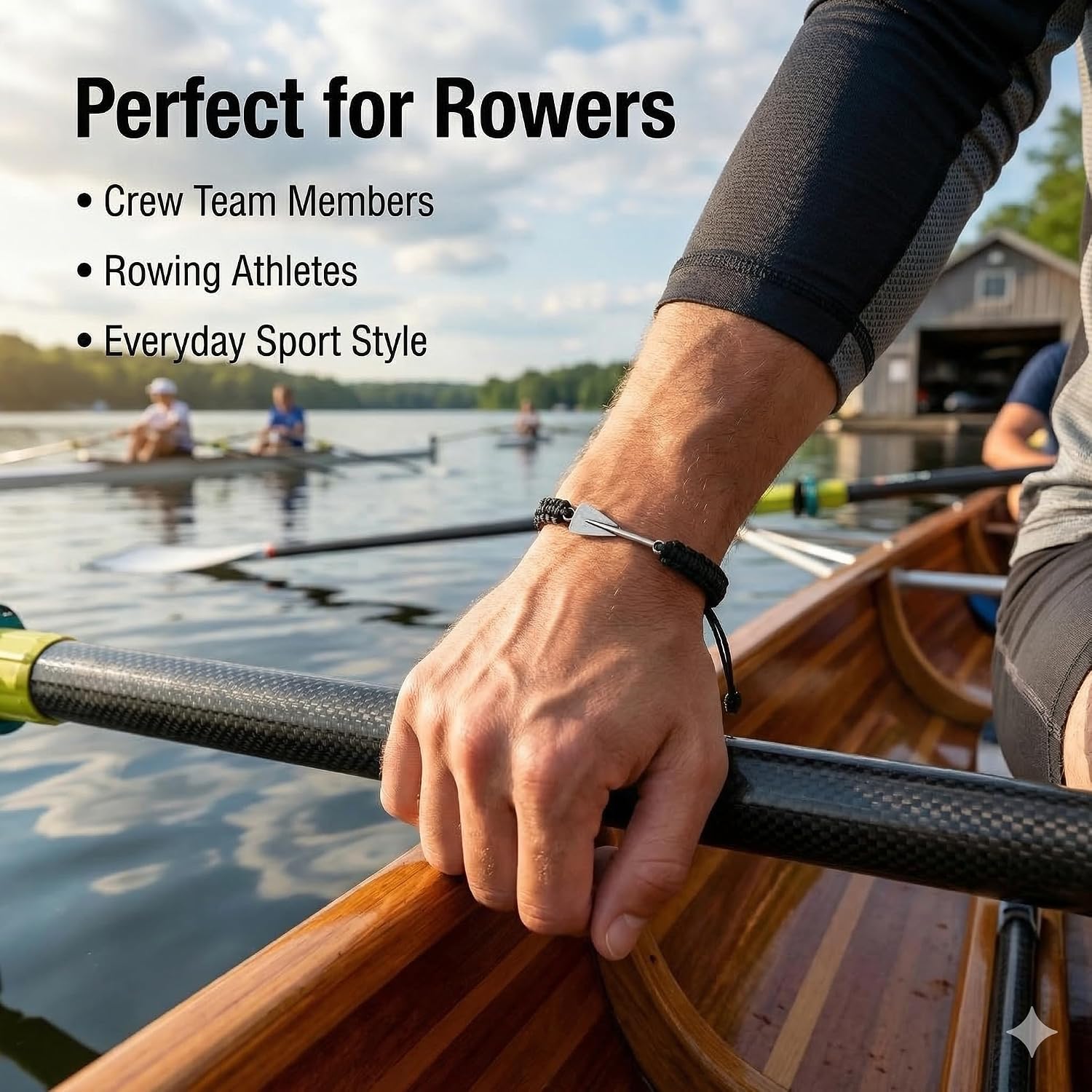 Rowing Charm Bracelet for Men – Adjustable Nautical Rope Beach Bracelet, Rowing Gifts & Accessories for Crew, Coaches, and Rowers