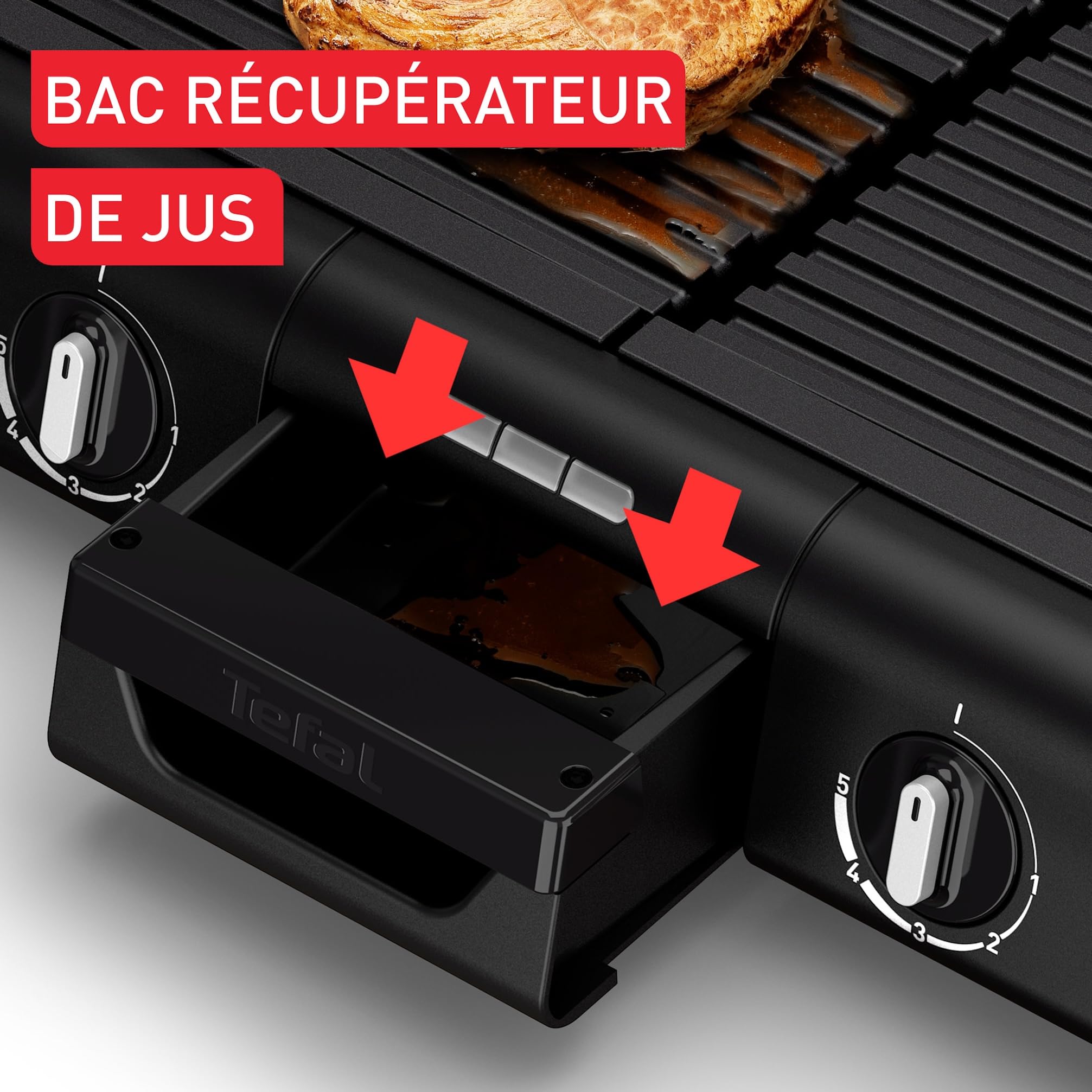 Tefal Barbecue électrique XL Family Grill 2400W avec 2 thermostats réglables, Usage extérieur et intérieur, 2 surfaces de cuisson compatibles lave vaiselle TG800N10