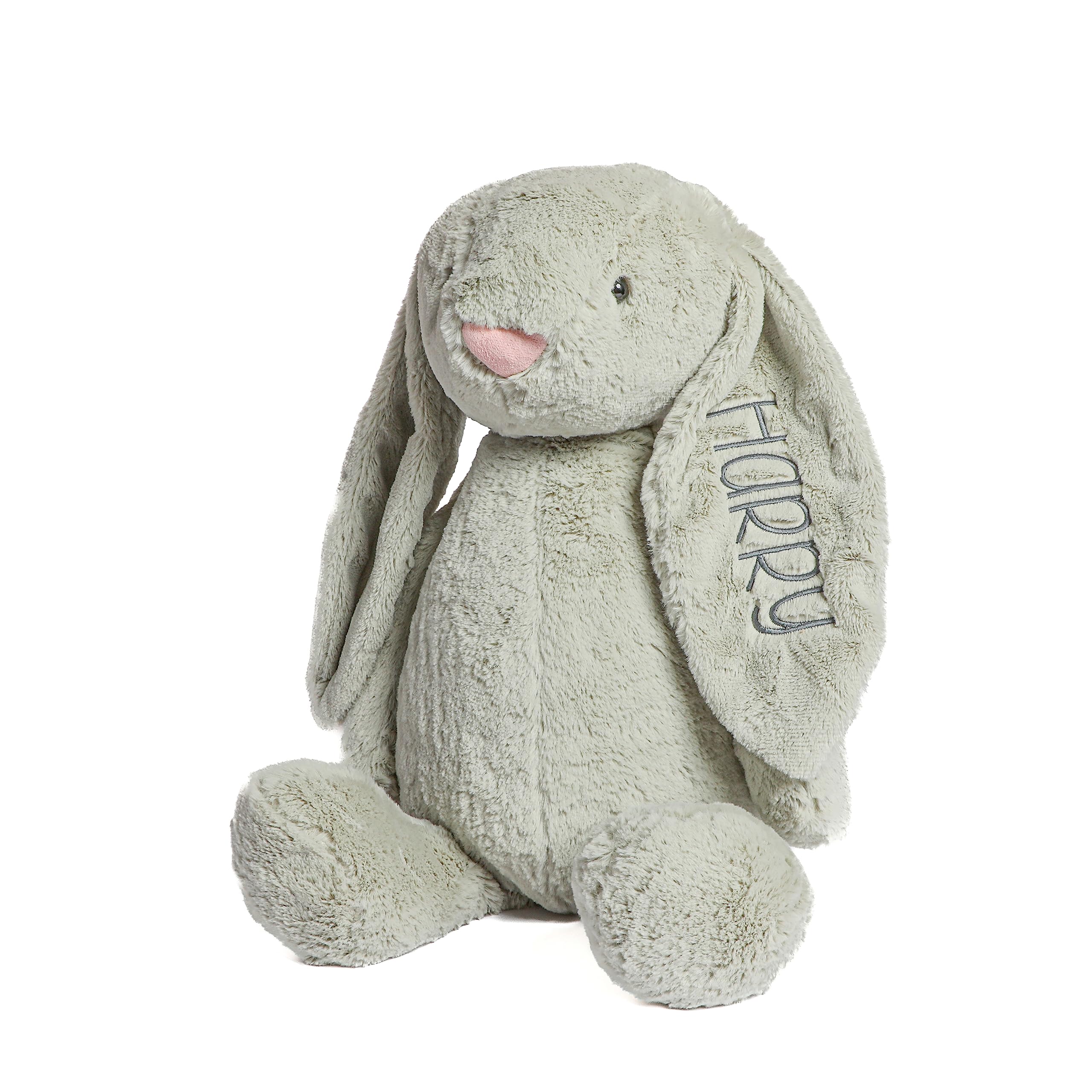 Personalized Super Soft Plush Bunny - Stuffed Animal Toy for Kids - Custom Gift with Embroidered Name on Ear for Easter, Baby Shower Gift (large, gray)