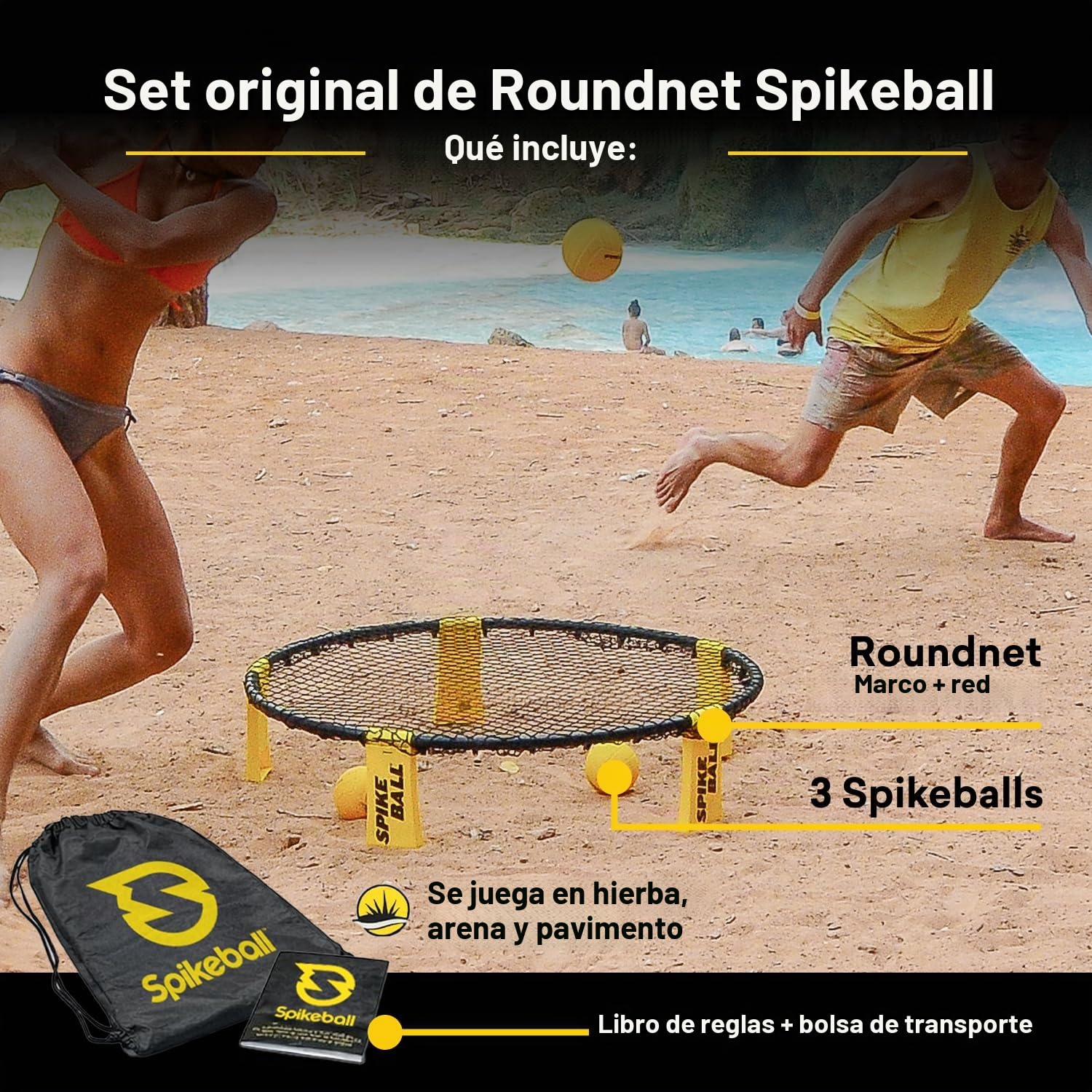 Spikeball - Juego de 3 Bolas - para Jugar al Aire Libre o a Cubierto, sobre el césped, en el Pista, la Playa, el Parque. Incluye 3 Bolas, Bolsa para transportarlo y Libro de Reglas.