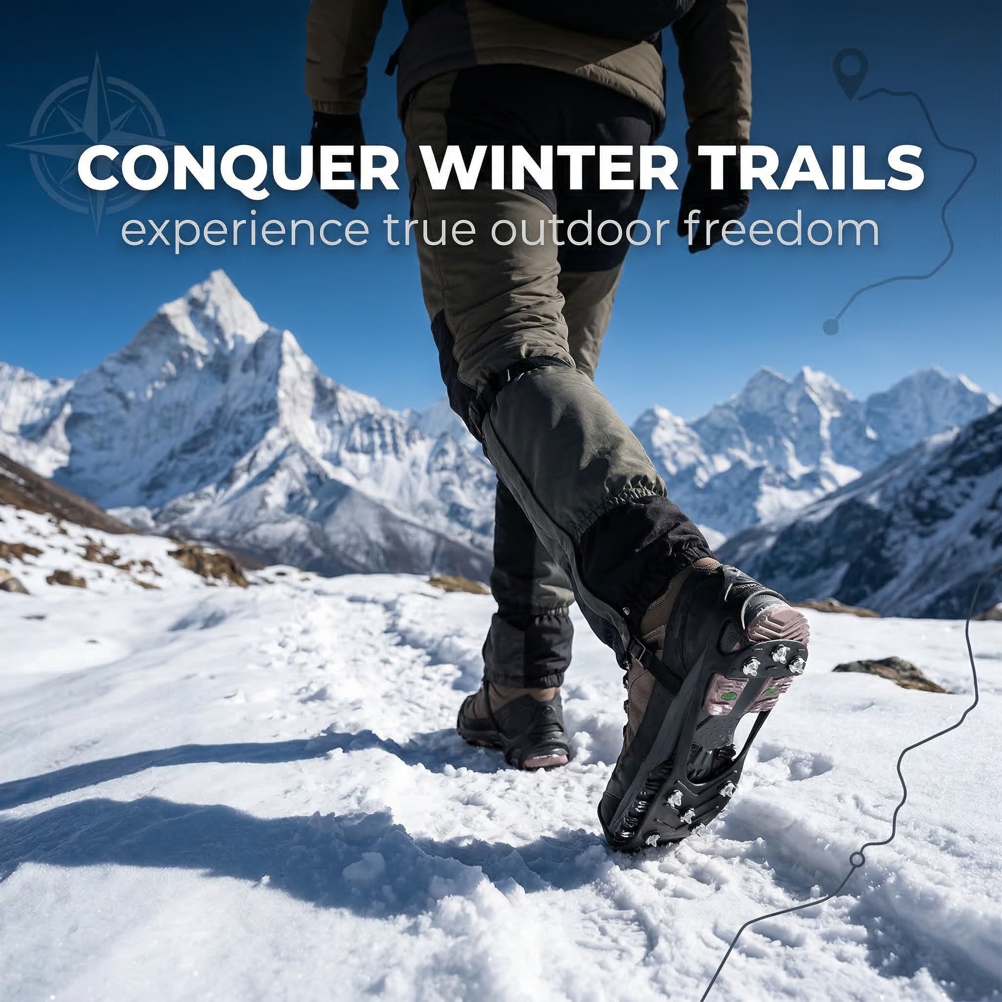 2 Pezzi Ramponi per Scarpe, Protezione Antiscivolo per Suola con Tacchetti, Accessori per Trekking e Escursionismo su Neve e Ghiaccio, Adatti per Uomini e Donne