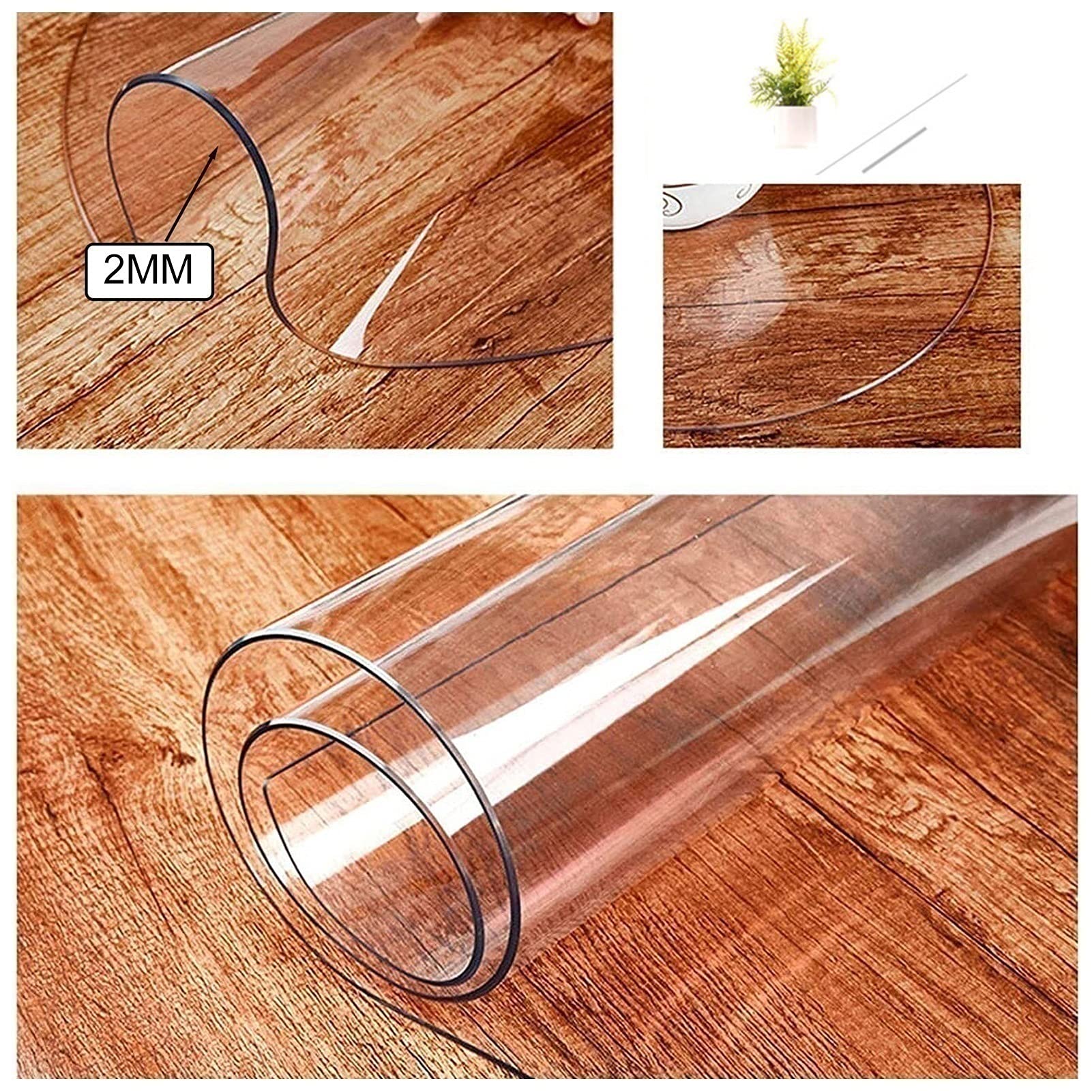 Jasne PVC. Okrągły obrus 2mm Grube Wodoodporna Oleszka bez smaku pokrywa stołowa Ochraniacz Wipe Clean Clean Tablecover Stół ogrodowy/Drewniane Meble Pad Konfigurowalny (Size : Średnica 80 cm)