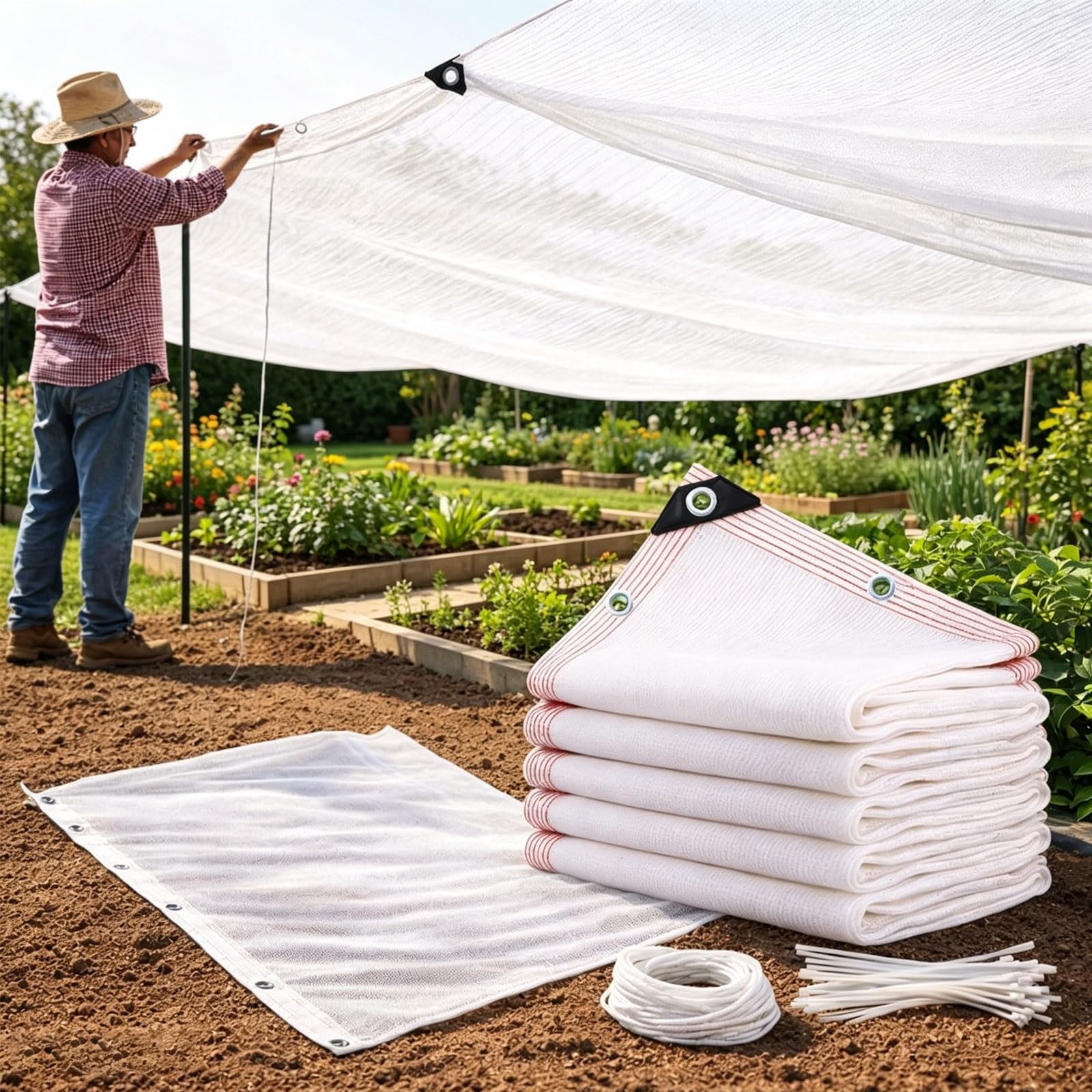 Tissu d'ombrage blanc pour pergola et fraîcheur du patio