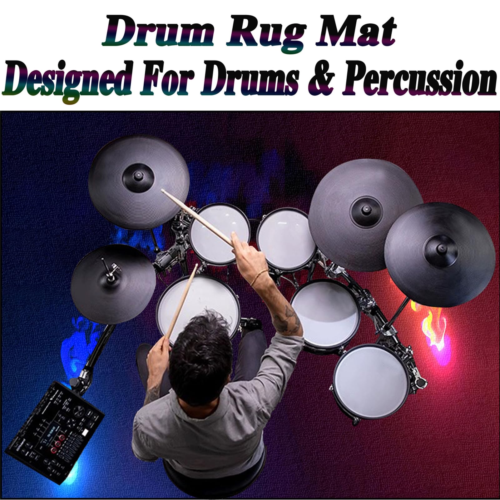 Tappeto Batteria Acustica, Tappeto Batteria Insonorizzante, Tappeto a Tamburo, Tappetini per Batterie in Strumenti Musicali per Batteria Elettronica Grancassa Rullante Tappeto Drum 230 x 180 cm