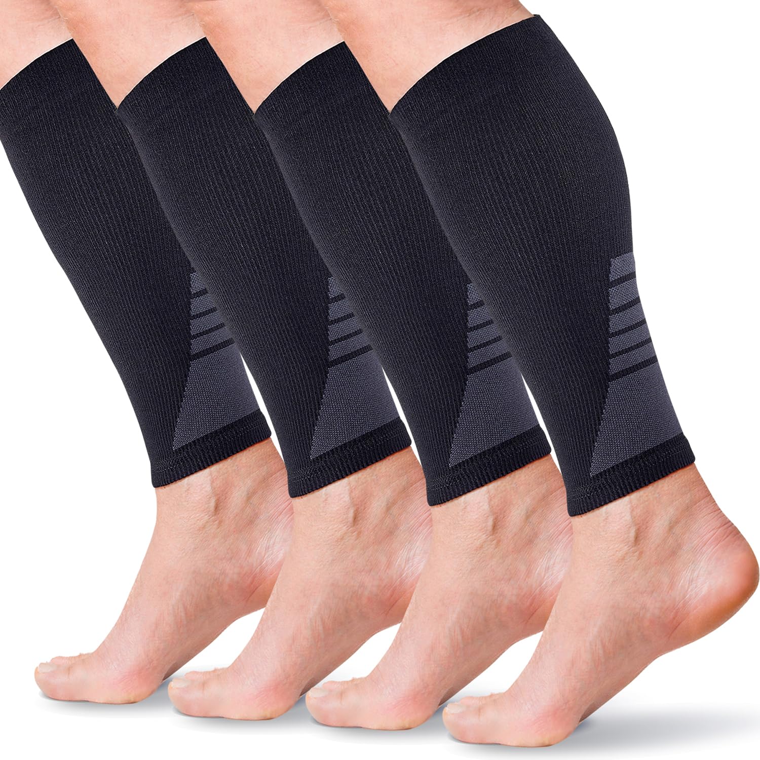Calf Compression Sleeves for Men and Women - (2 Pair) Footless Compression Socks Support for Running, Cycling, Sports - Leg Sleeve Brace, Helps with