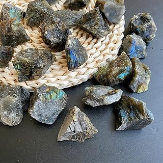 Roctone 1.3lb Bulk Labradorite Rough Stones Raw Healing Crystals for Tumbling, Cabbing, Polishing, Wicca & Reiki,Home Decorations (Labradorite)