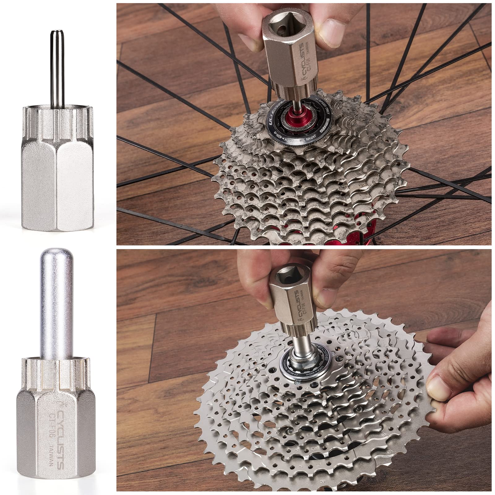 Outil Démonte Cassette Vélo 2 En 1 - 12 Dents Pour Anneaux De Verrouillage Et Roue Libre - En Acier Carbone