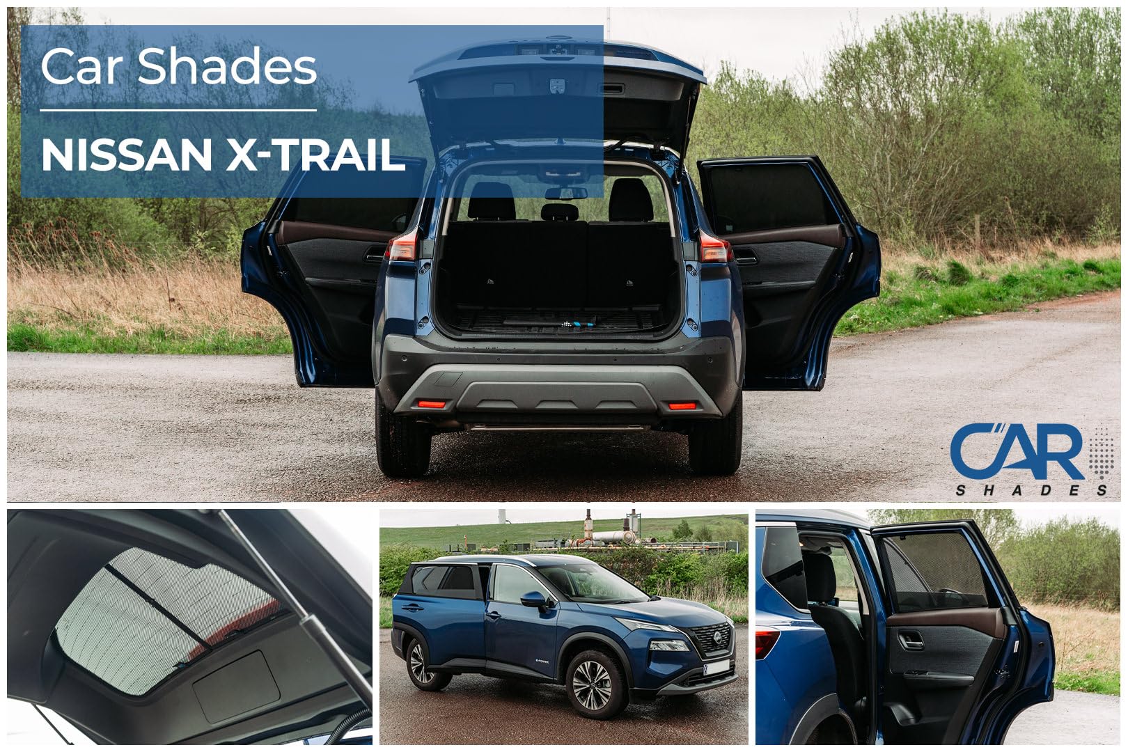 Satz Car Shades kompatibel mit Nissan X-Trail (T33) 5 türer 2022- (6-teilig) Passgenaue Sonnenschutzblenden