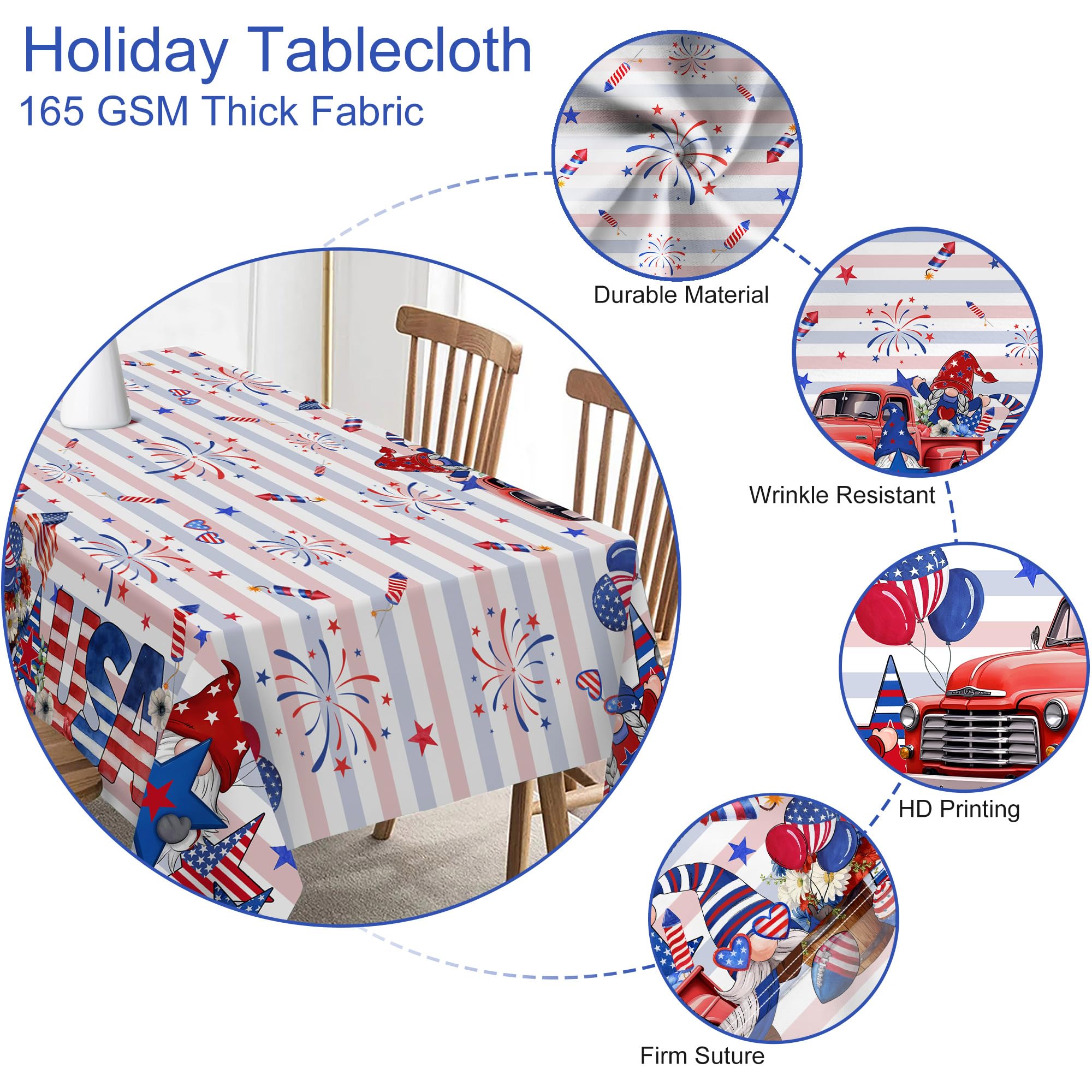 Amazon｜Unibyby 7月4日テーブルクロス 長方形 60 x 84インチ、独立