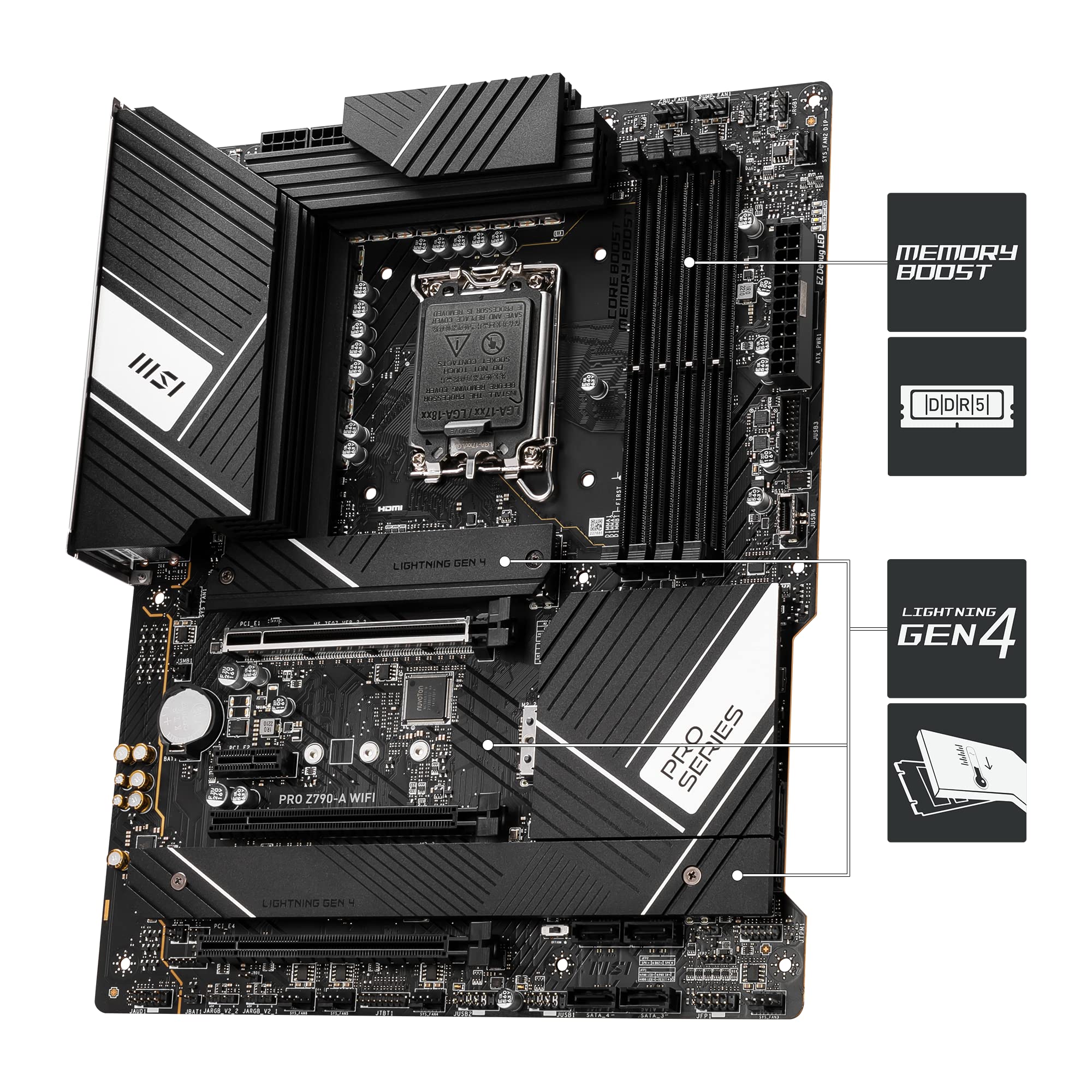 MSI PRO Z790-A WIFI (Socket 1700/Z790/DDR5/S-ATA 6Gb/s/ATX), Black - Image 3