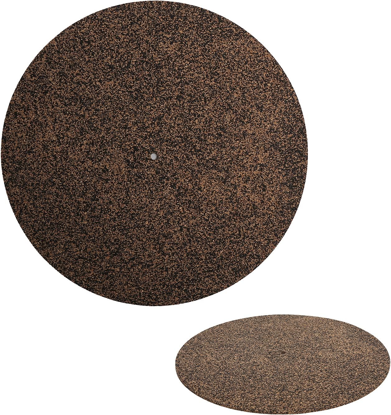 Turntable Platter Mat Black Rubber Cork Design,12 Inch Silicone Turntable LP Slipmat