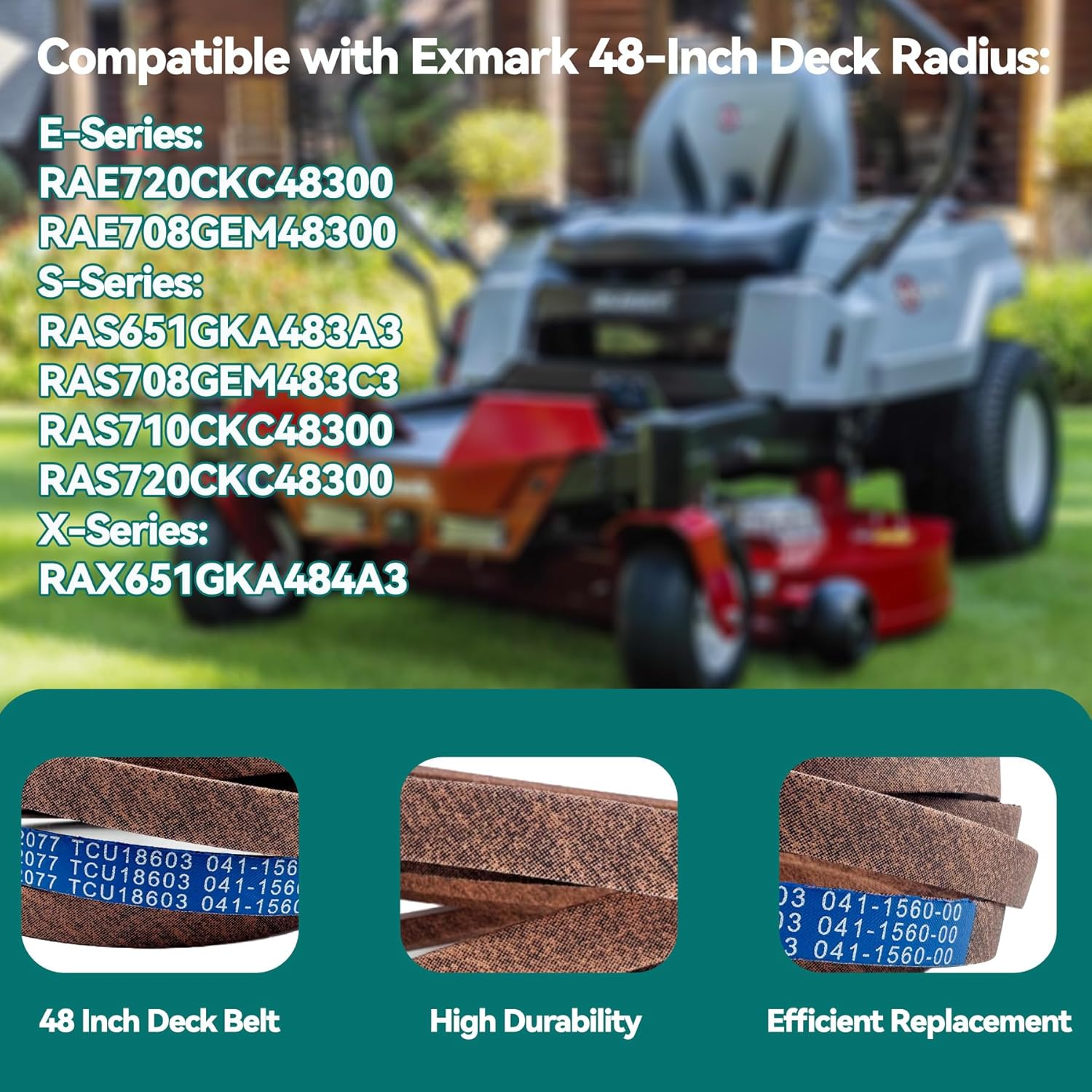 126-6626-SL Deck Belt Compatible with Exmark Radius E S X Series Mowers V-Belt, Replace 126-6626 48Inch Belt