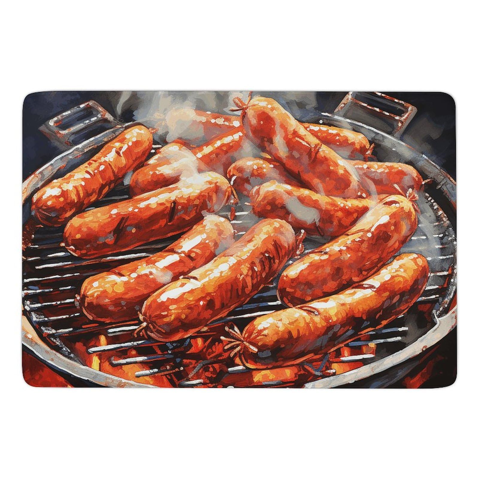 Tapis de salle de bain lavable motif saucisse antidérapant velours corail
