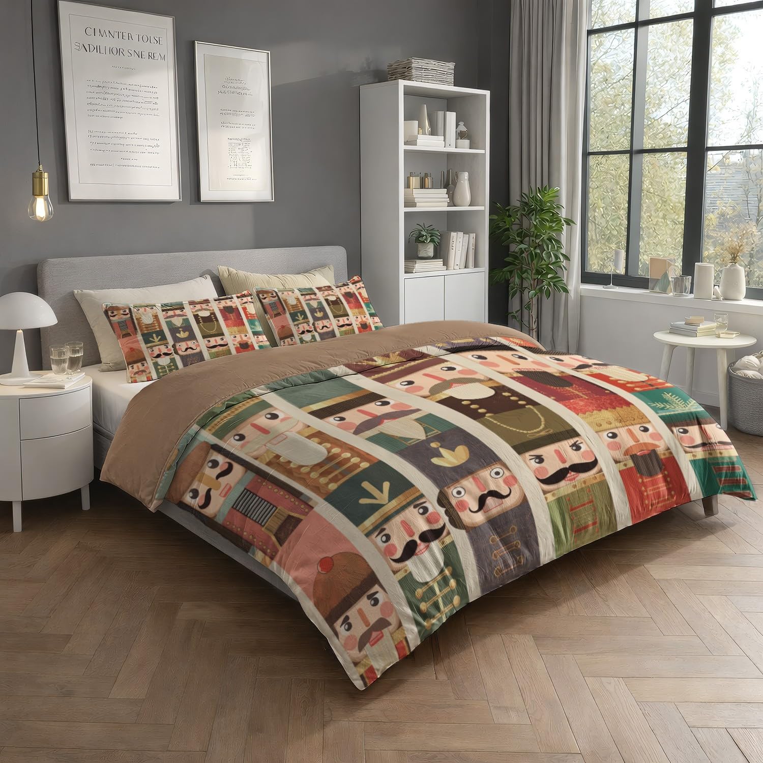 Generic Zestaw poszewek na kołdrę uroczy dziadek do orzechów Super King 293 x 236 cm, kolorowa pościel z animacji 3-częściowy zestaw, miękka poszewka na kołdrę z mikrofibry dla dzieci dorosłych