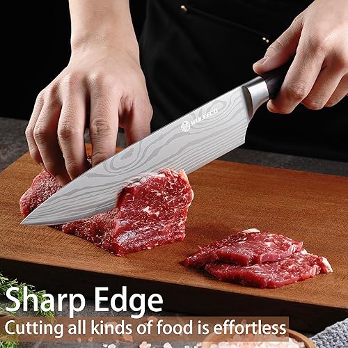 Miniatura 3 de Cuchillo de chef de 8 pulgadas, cuchillo de cocina afilado de acero inoxidable de alto carbono, cuchillo Gyuto mango ergonómico de madera, cuchillo