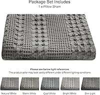 Vista 288 de PHF Fundas de almohada 100% algodón con tejido de gofre de 24 x 24 pulgadas, paquete de 2 fundas cuadradas para decoración elegante del hogar, sin