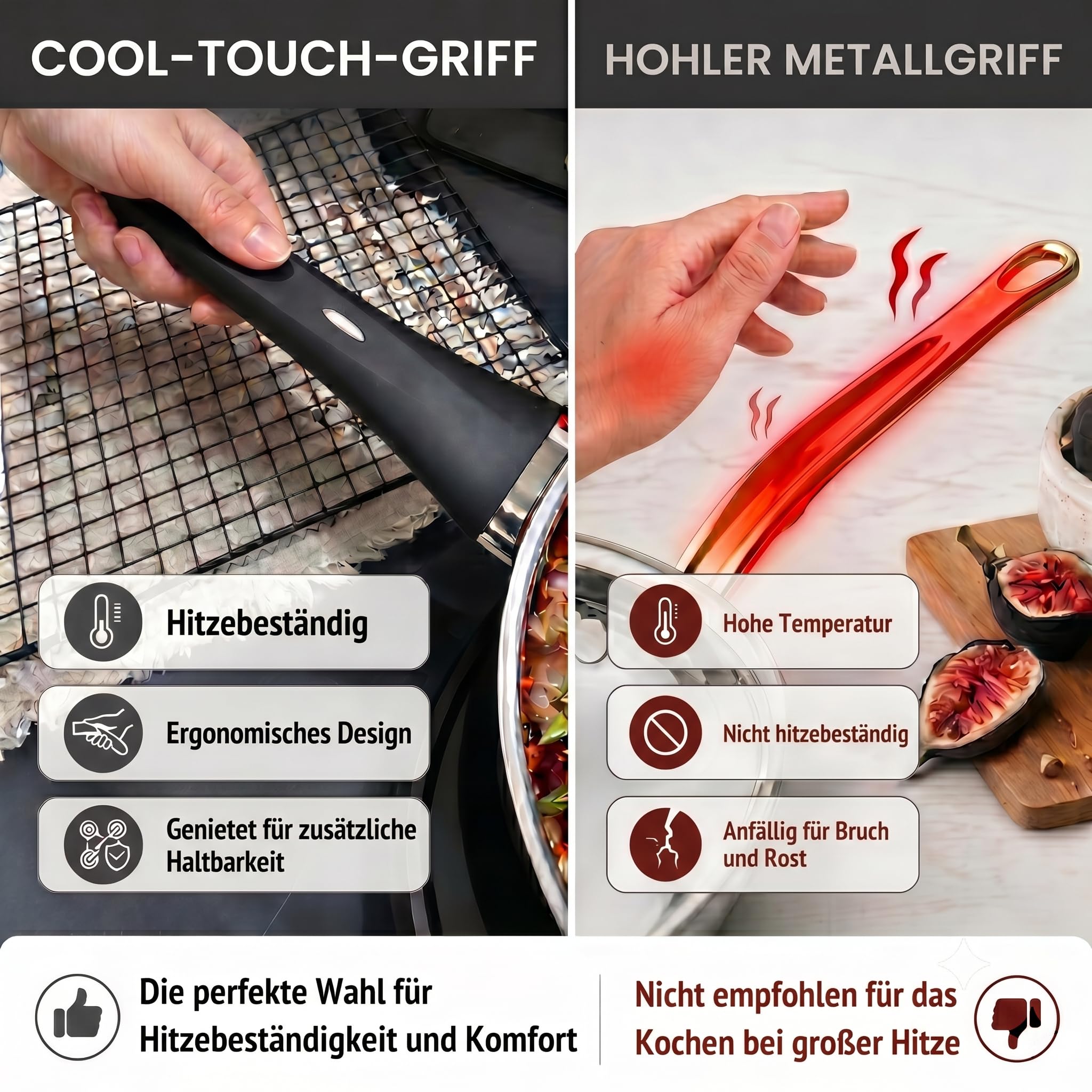 Edelstahl Topfset 6-teilig, Kochtopf Set mit Glasdeckel, Induktion geeignet, Edelstahl Töpfe Set ohne Beschichtung, spülmaschinengeeignet, für Gas-, Elektro- und Cerankochfelder