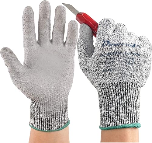 Dowellife - Guantes de trabajo resistentes a cortes para hombres y mujeres, cómodos guantes para jardinería, mecánica, pesca, duraderos y flexibles