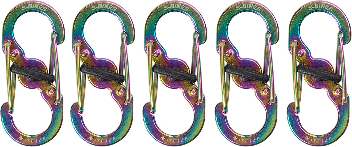 Nite Ize S-Biner MicroLock Stainless Steel - Durable Key Holder Carabiner Clip - S-Biner with Locking Gates - Durable & Strong Mini Carabiners for Keychain Accessories - Spectrum (5 Pack) - Image 4