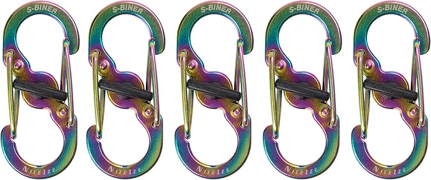 Nite Ize S-Biner MicroLock Stainless Steel - Micro-Sized Dual Carabiner for Keys, Pet Tags & Small Accessories - Center Locking Lever - Twist-to-Lock (Pack of 2)