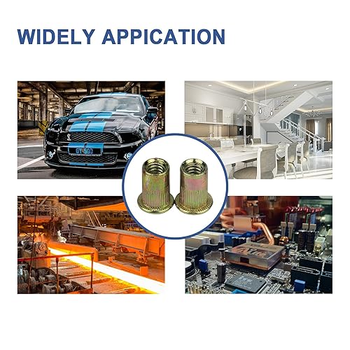 Miniatura 7 de TR TOOLROCK Kit de 500 tuercas remachadoras, SAE UNC Surtido de tuercas remachadoras 6#-32, 8#-32, 10#-24, 14"-20, 516"-18, 38"-16, 12"-13, acabado