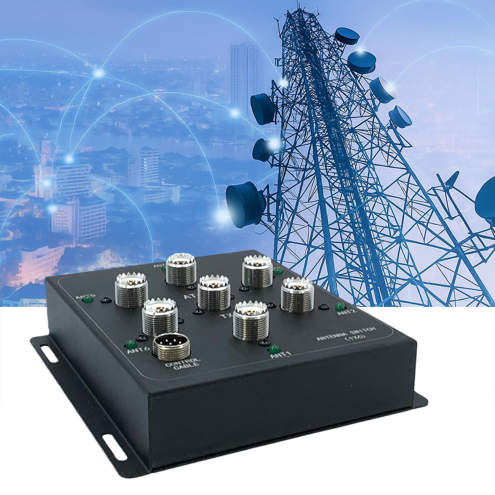 Kit de interruptor de antena remota coaxial de 6 vías, interruptores de señal de antena de 1,8 MHz-55 MHz, 800 W, PEP, herramienta de transmisión de alta potencia, compatible con estaciones base