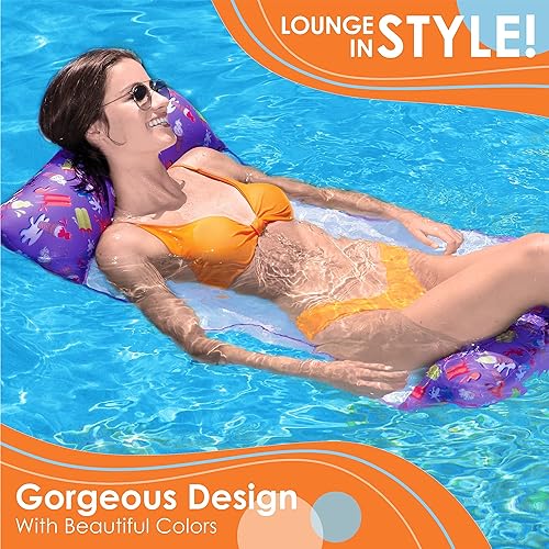 Miniatura 8 de Sunlite Sports - Flotador de agua inflable de 114 x 89 pulgadas, balsa flotante para piscina, playa y lago, colchón de descanso más cómodo, flotador