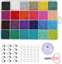 Naler 24000 Pieces Round Glass Seed Beads 24 Colours Beads for Crafts, 2 mm