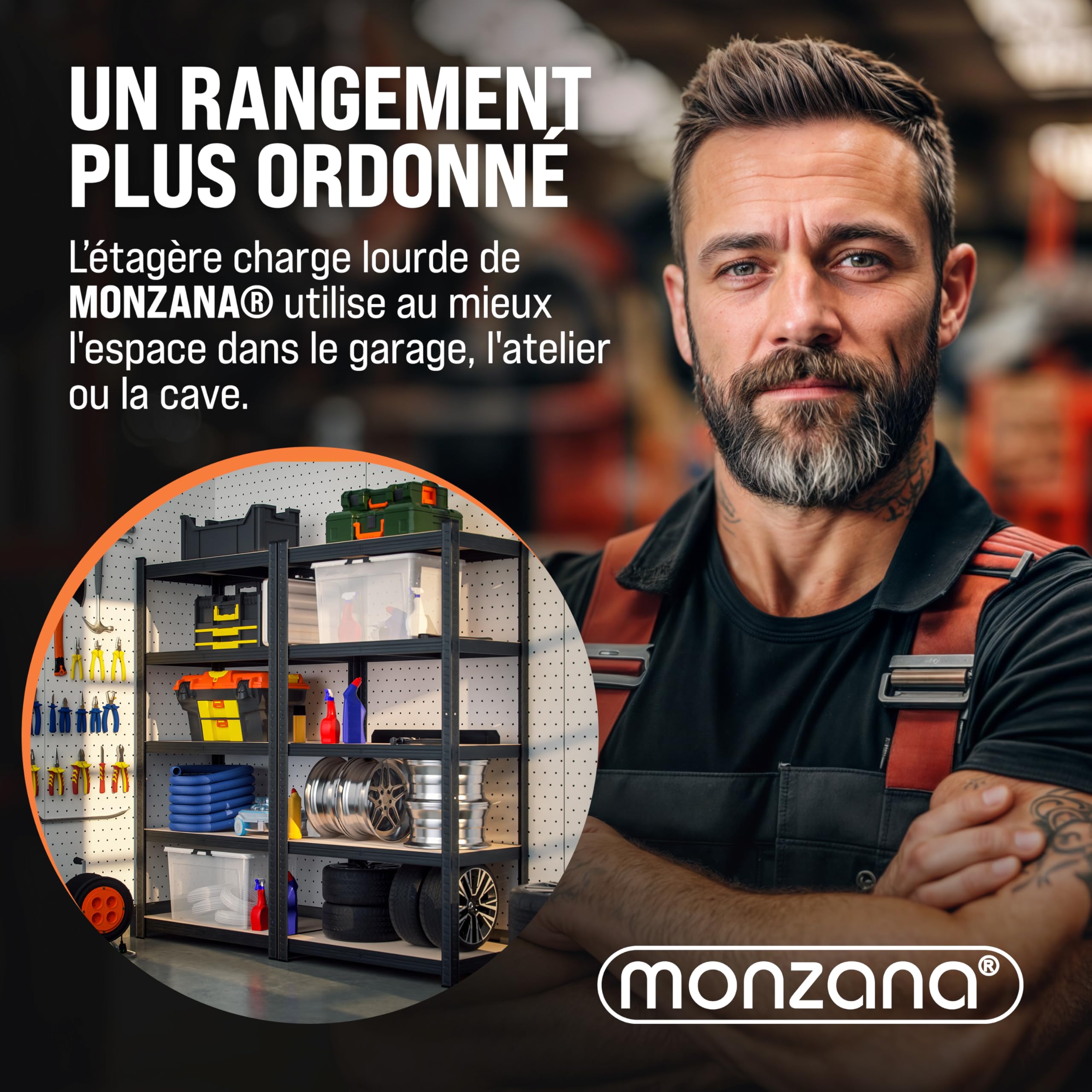Monzana® 2X Étagères Charge Lourde Noir 5 Niveaux 180x90x40cm Étagère métallique Max 875kg Rangement Garage Atelier