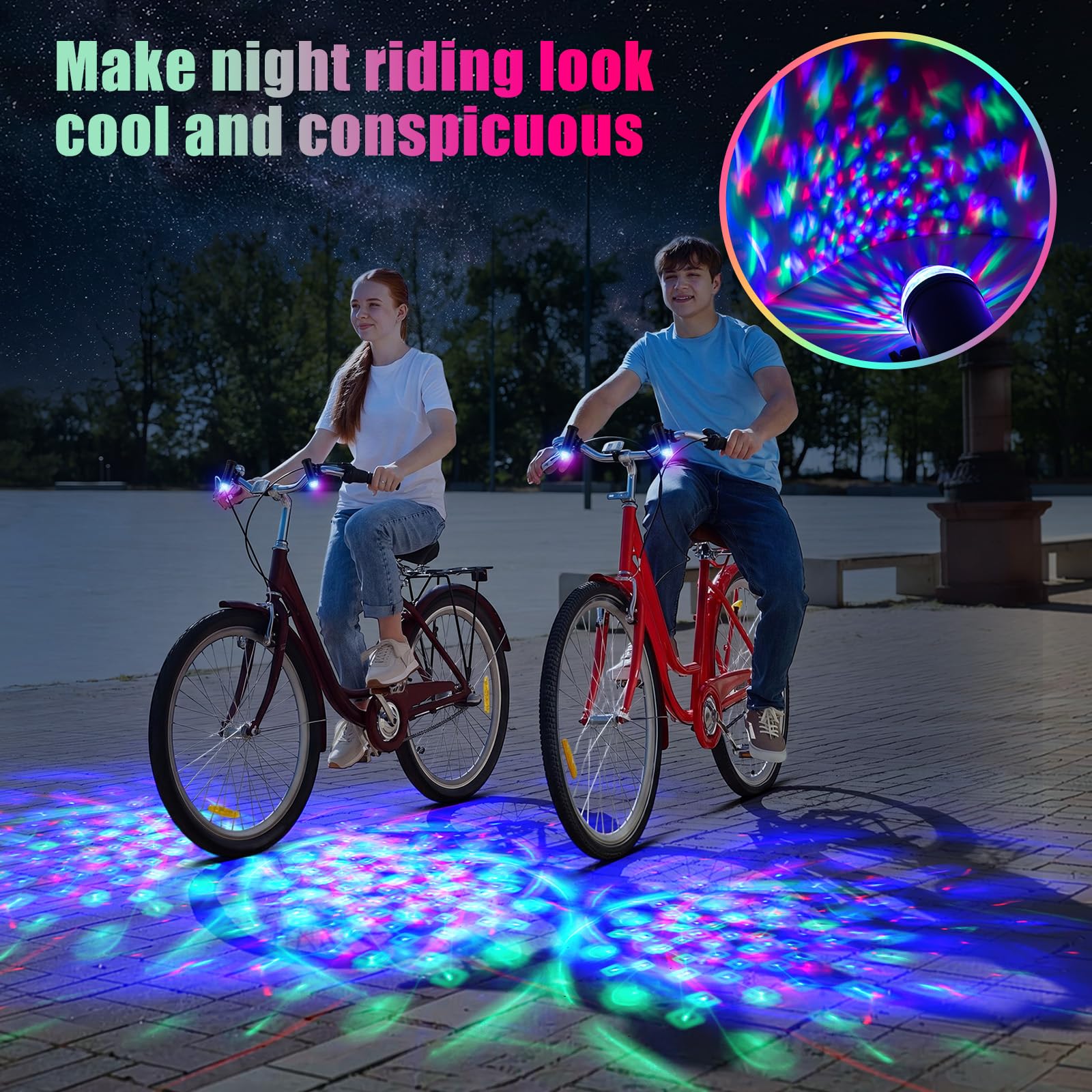 Lumière LED pour vélo, scooter, discothèque, lumière tricolore, clignotant, accessoire de cyclisme amusant, cadeau de Noël, 3 piles AAA incluses