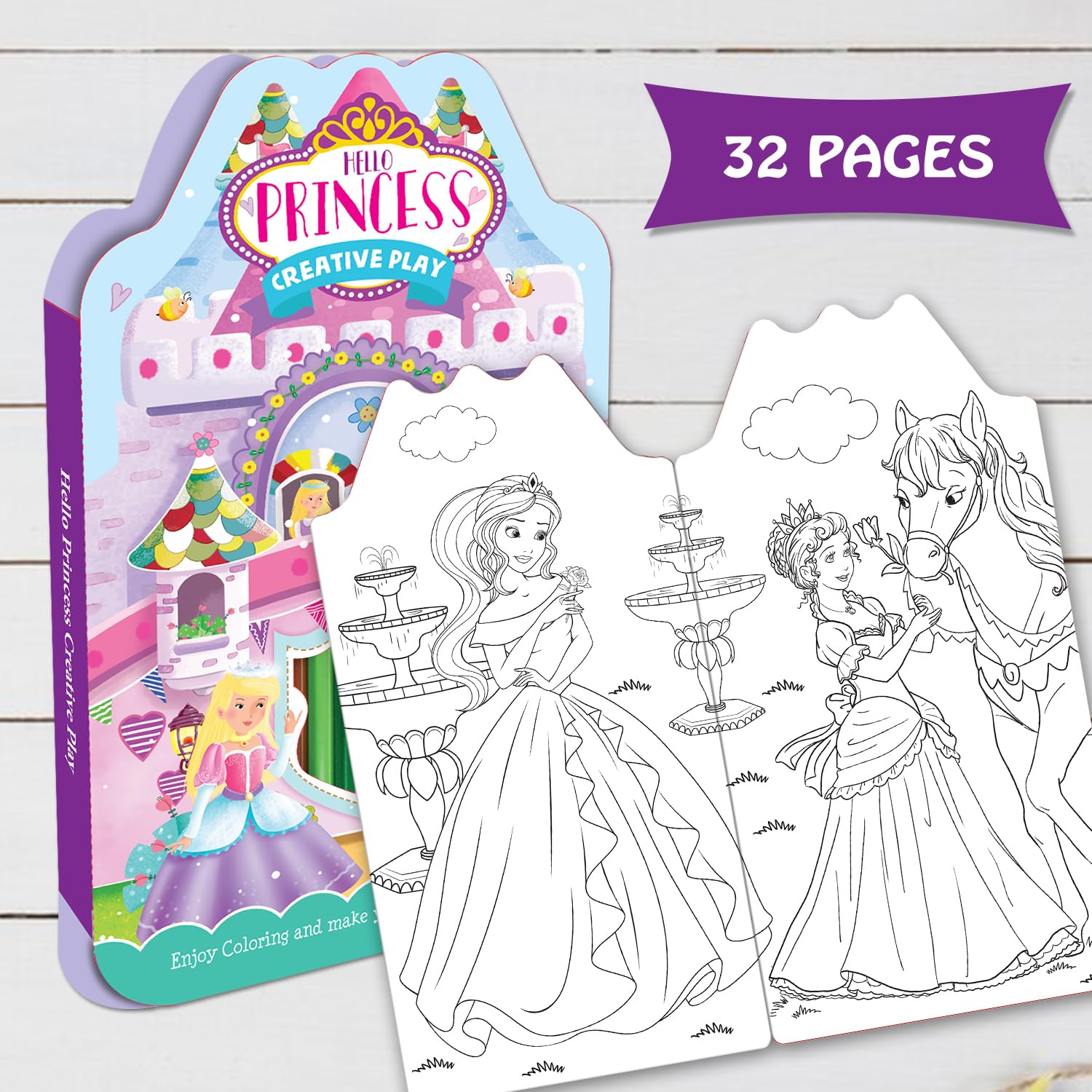 Hello Friend The Little Prince Colouring Kit For Boys/Kids- A DIY Jumbo Colouring Activity Book Set With 32 Pages, 12 Pencil Colours, 1 Eraser, +5yrs 1