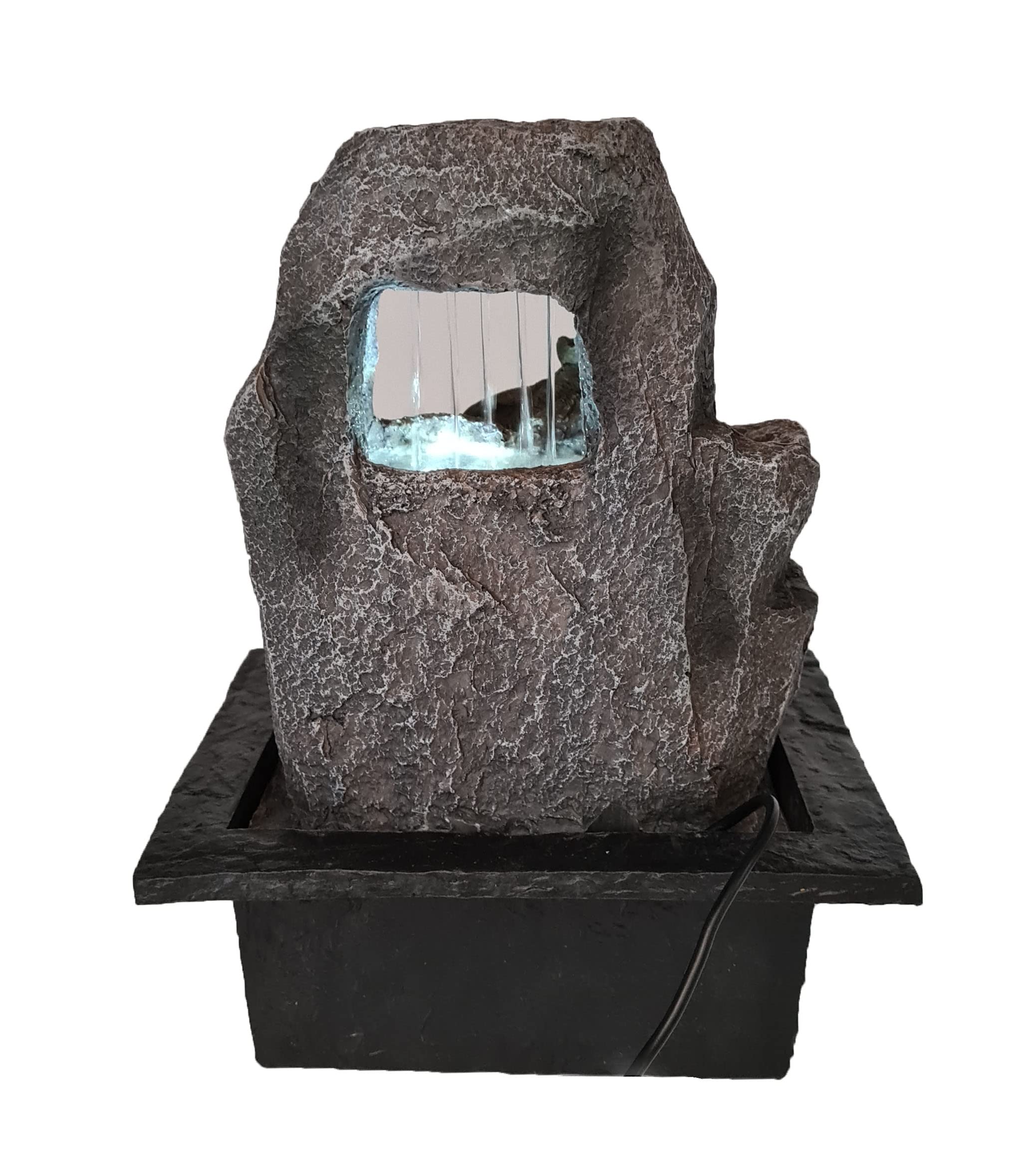 ABC Home | Zimmerbrunnen Elefanten mit LED-Beleuchtung – 27 cm Hoch – Feng Shui Wasserfall Glücksbringer – Dekorativer Tischbrunnen aus Polyresin