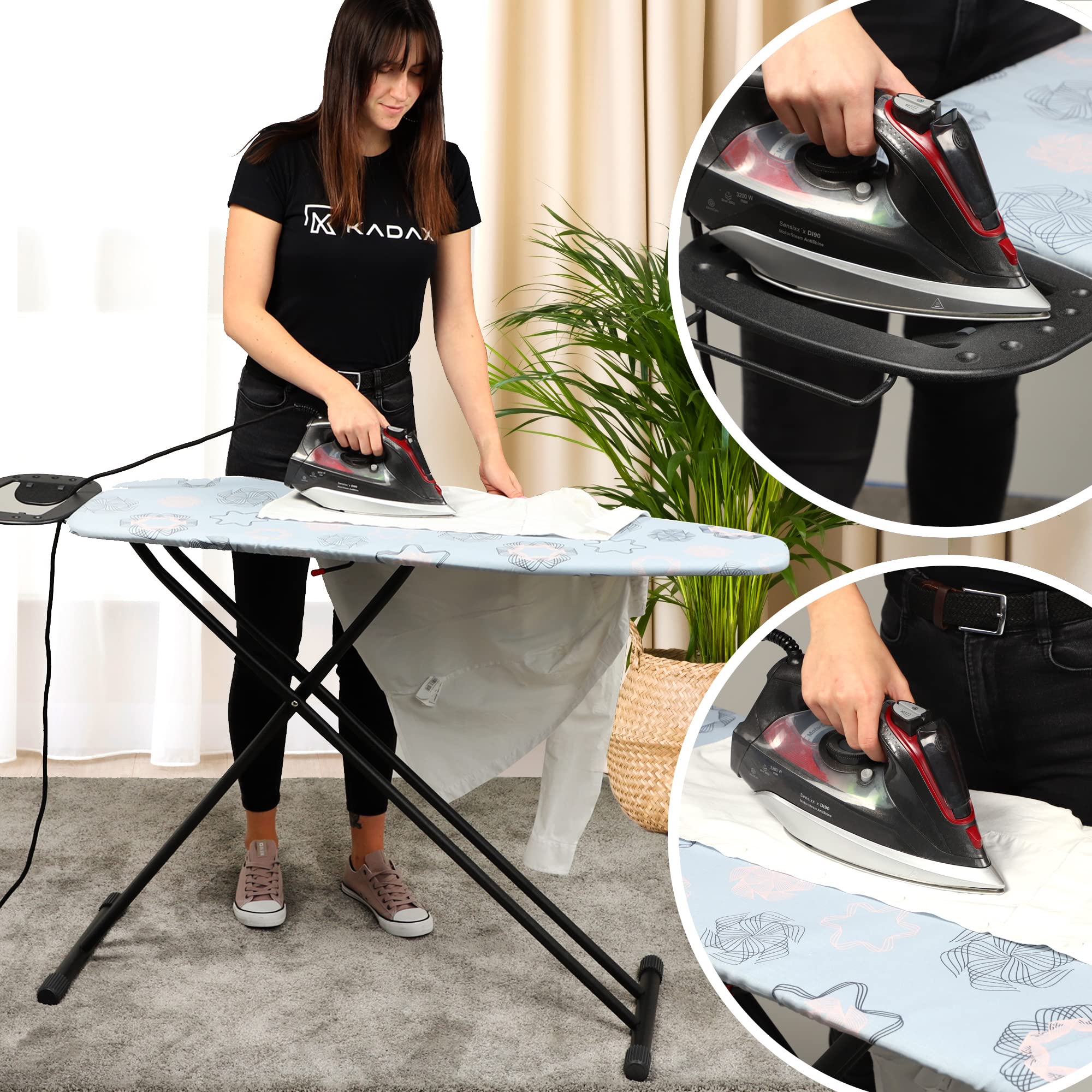 KADAX Ironing Board, 120 x 38 cm, Folding Ironing Board, Height
