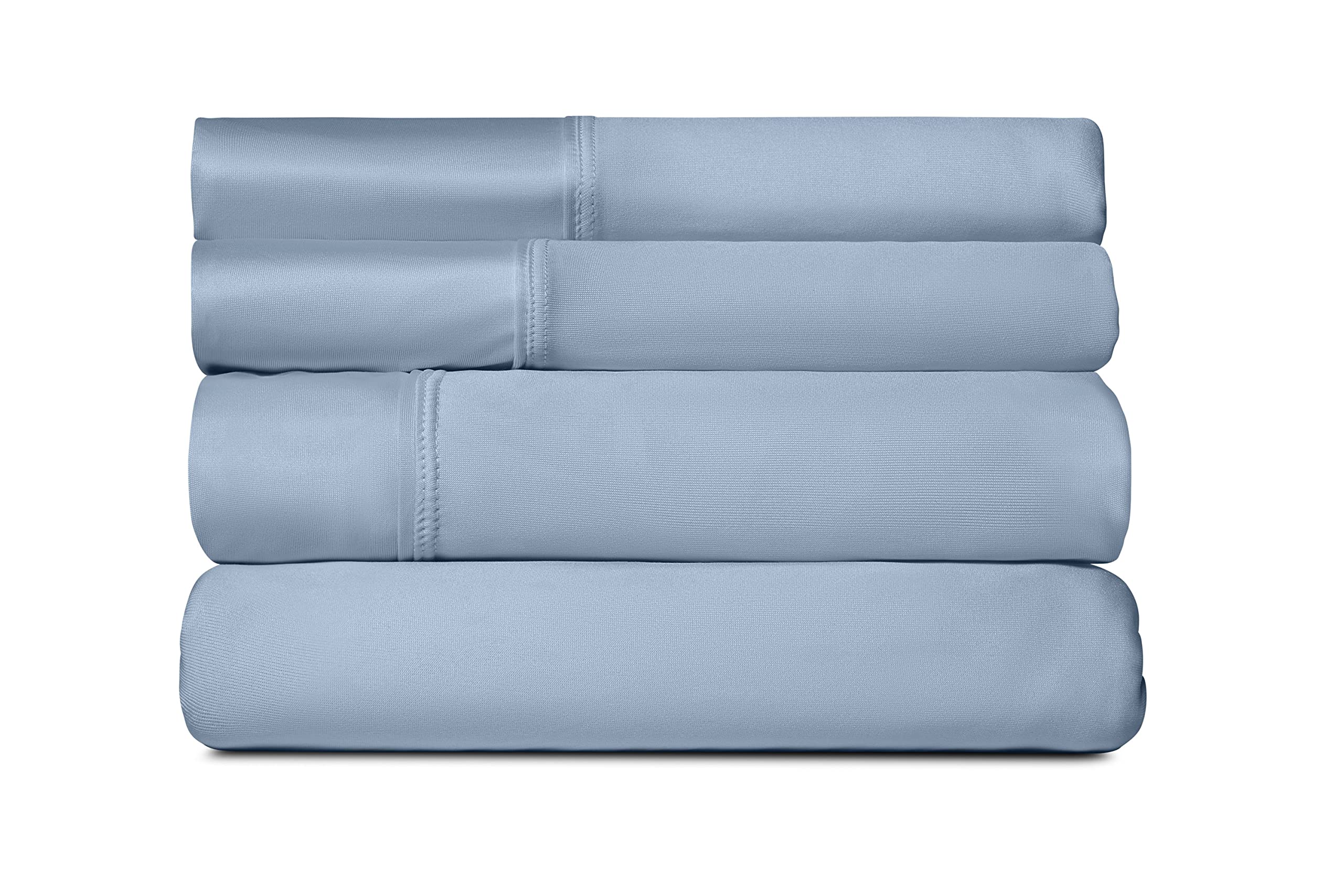 SHEEX Active Comfort Sheet Set, Comfortable Cooling Sheets with 1 Flat Sheet, 1 Fitted Sheet, and 2 Standard Pillowcases, Queen, Blue Sky