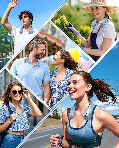 Miniatura 7 de Ventilador de cuello portátil, ventilador personal recargable con soporte para el cuello, ventilador de cuello silencioso de 5 velocidades, ligero y