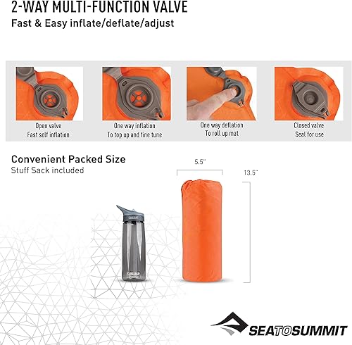 Miniatura 6 de Sea to Summit Almohadilla de dormir ultraligera de espuma autoinflable para mochileros y campamentos, grande (78 x 25 x 1 pulgadas)