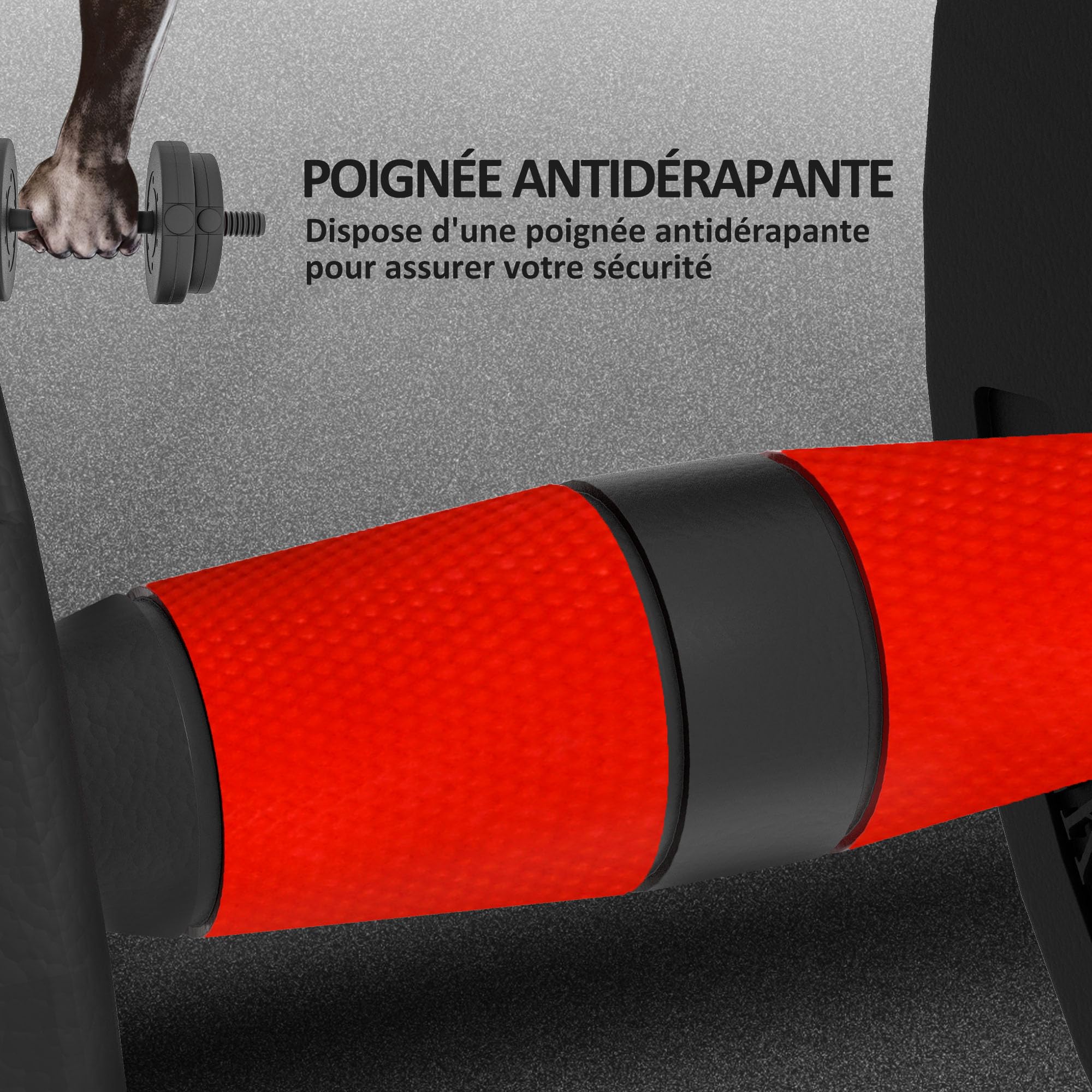 HOMCOM Set di manubri corti 15 kg 2 in 1 peso regolabile - barre incluse - allenamento muscolare e sollevamento pesi - HDPE acciaio nero rosso