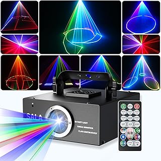 DJ Laser Lights for Party, 3D Animation Laser Projector for Laser Light Show, Beam Effect, DMX512, RGB, Stage Laser Projector, Perfect for Disco, Karaoke, Halloween, Christmas(No APP)
