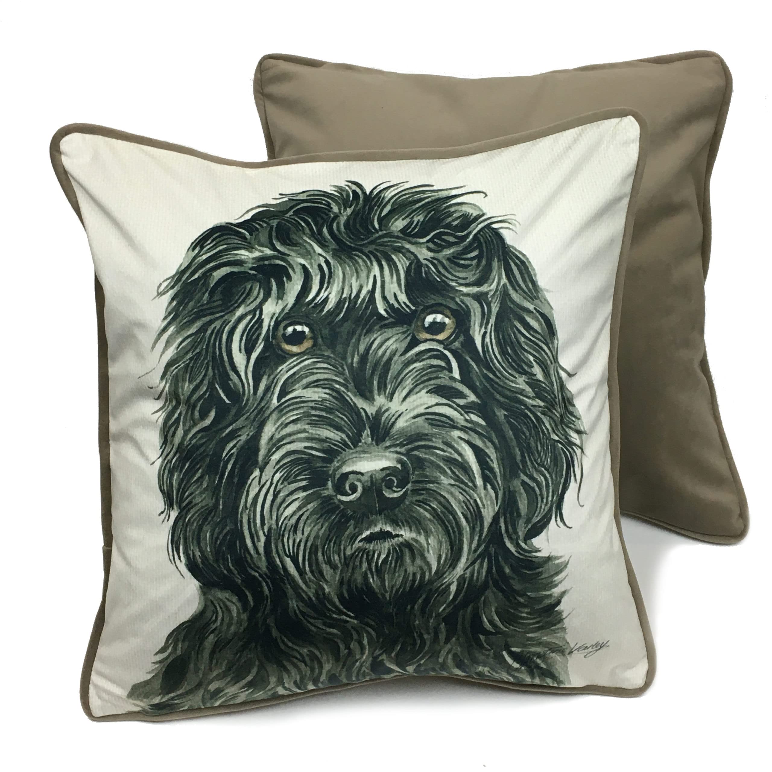 Waggydogz Black Cockapoo Luxury Dog Cushion/Pillow By Christine Varley (Cus-Uk240)