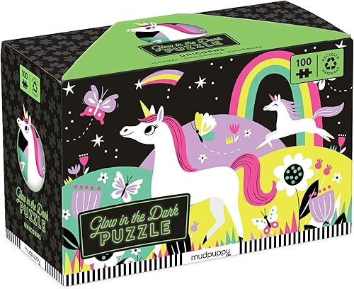 Mudpuppy Rompecabezas que brillan en la oscuridad varios diseños Unicornio Mudpuppy Rompecabezas que brillan en la oscuridad varios diseños Unicornio