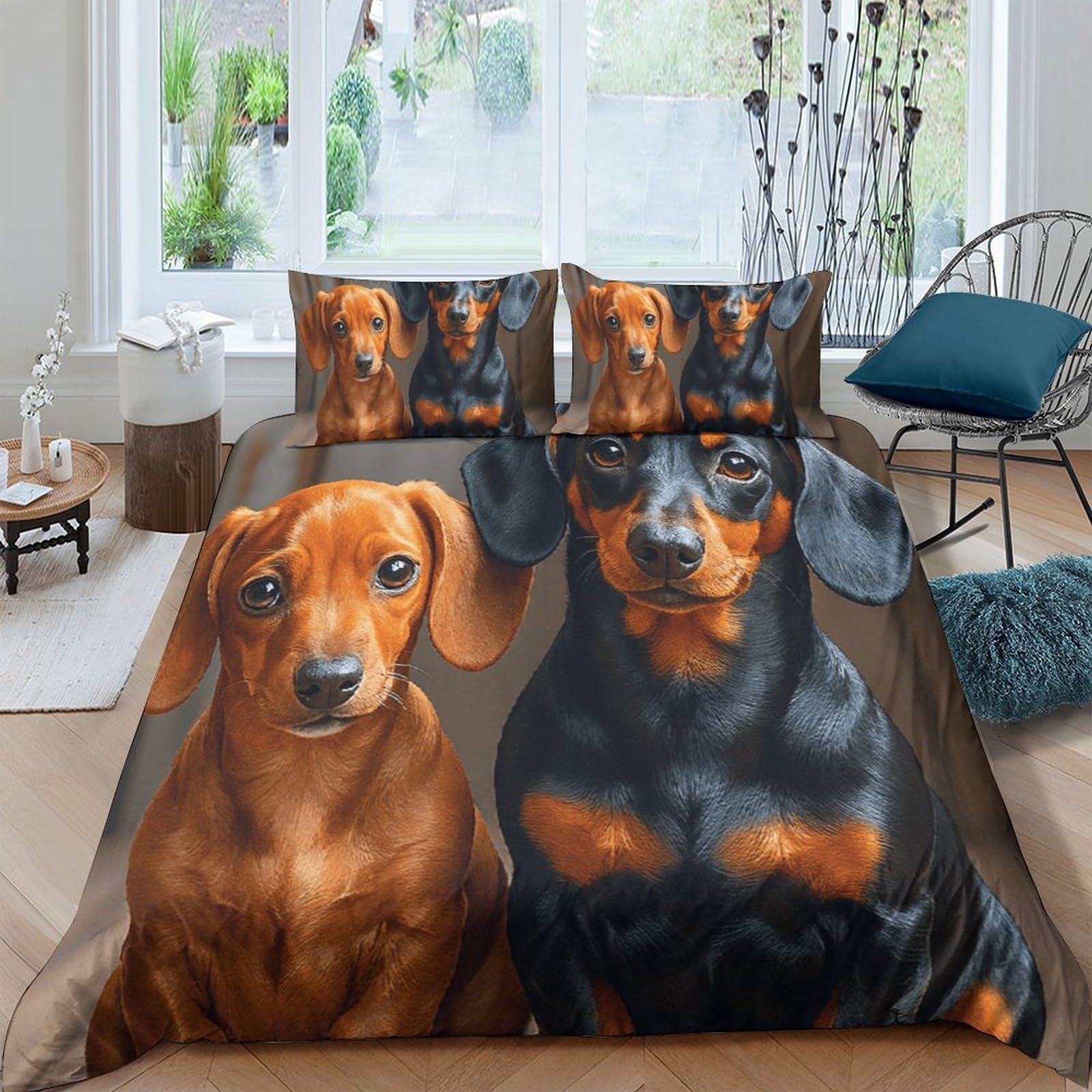Ctjqhvkz Style-7 3D Printed Dachshund Dog Fitted Sheet Microfiber Soft Breathable Puppy Bed Cover For Bedroom Dorm Mattress Decor Single（135X200cm）
