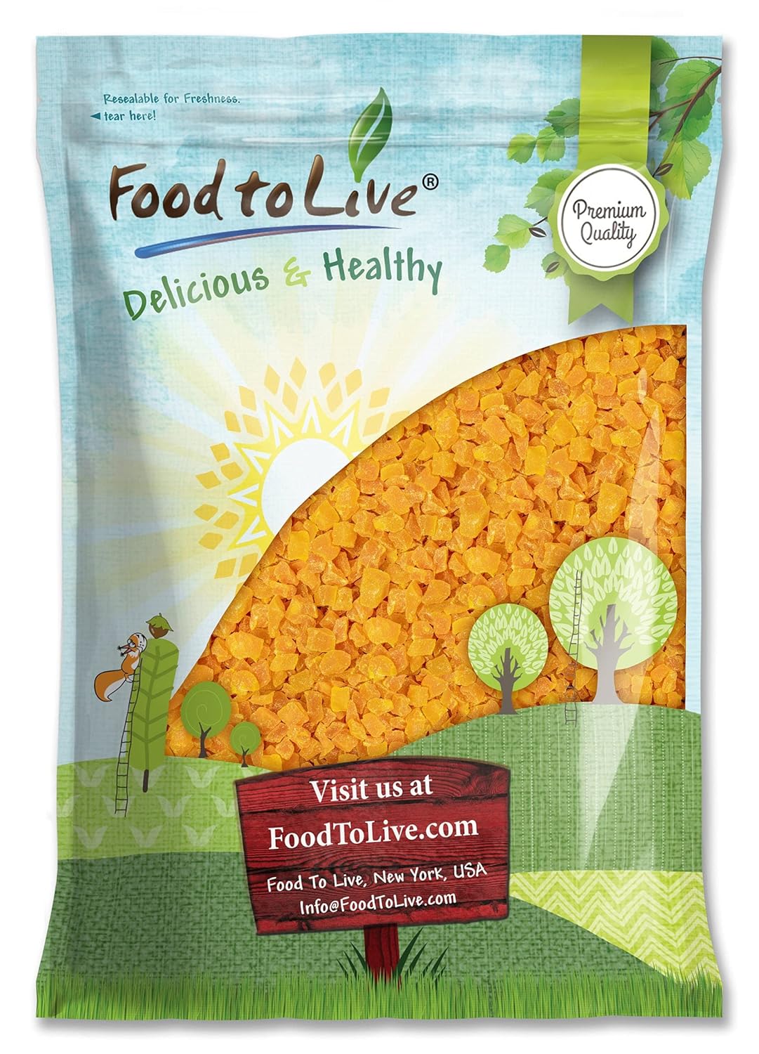 Food to Live Dried Diced Mango, 10 Pounds - Sweetened, Unsulfured, Sulfite Free Chunks, No Added Color, No Artificial Flavors, Kosher Tropical Fruit, Vegan, Bulk