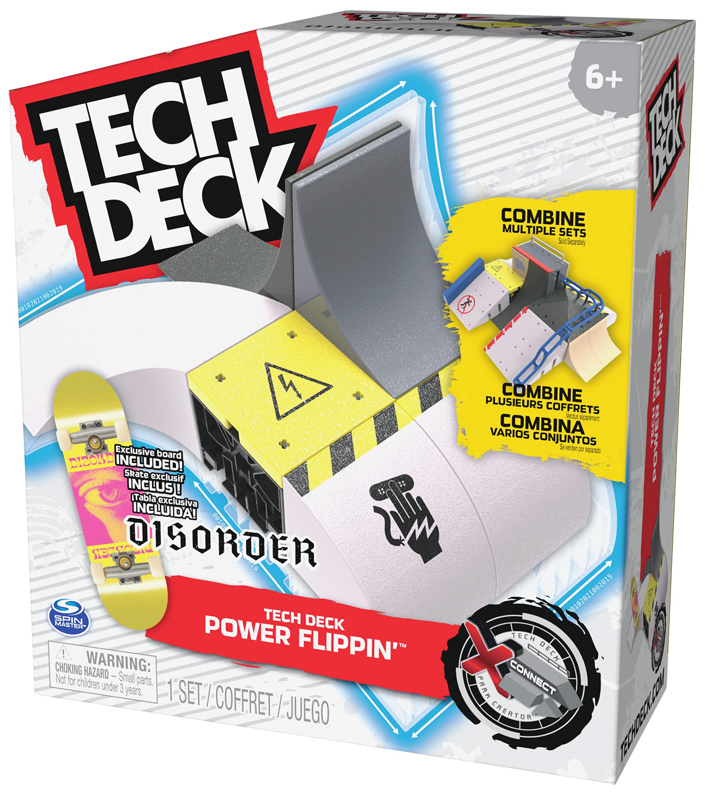 Tech Deck, Power Flippin, X-Connect Park Creator, Ensemble de Rampe Personnalisable et à Construire avec Touche Exclusive, Jouets pour Enfants pour garçons et Filles à partir de 6 Ans