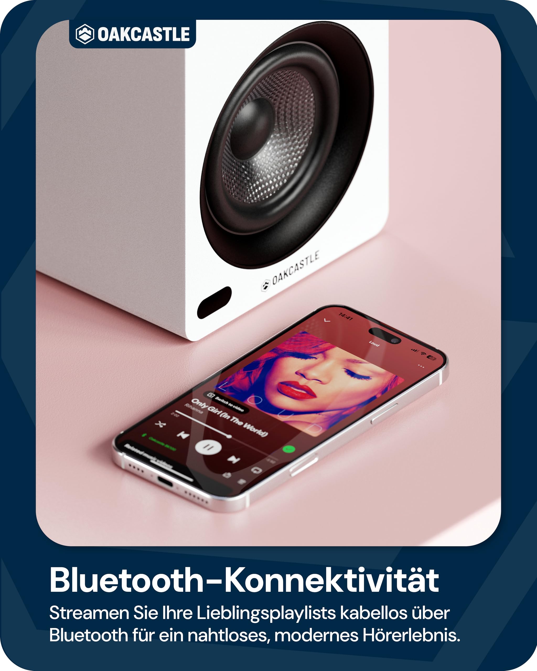Oakcastle BK100 Lautsprecher Boxen Bluetooth 5.4 | 60W 2.0 Regallautsprecher | HiFi Lautsprecher für Fernseher mit HMDI ARC | Desktop PC-Lautsprecher für Gaming mit Inklusive Fernbedienung (Weiß)